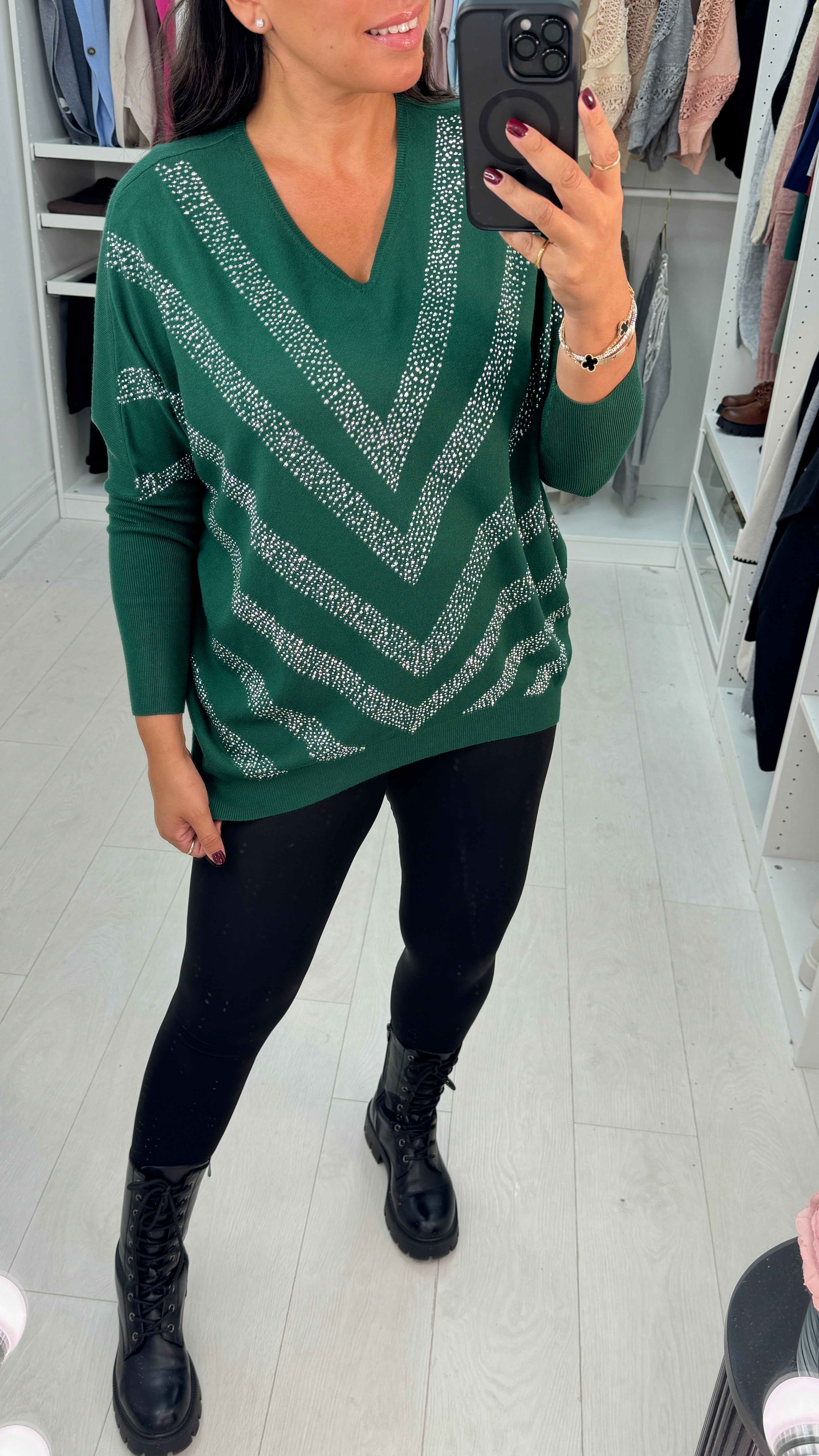 Lauren Embellished V Neck Jumper