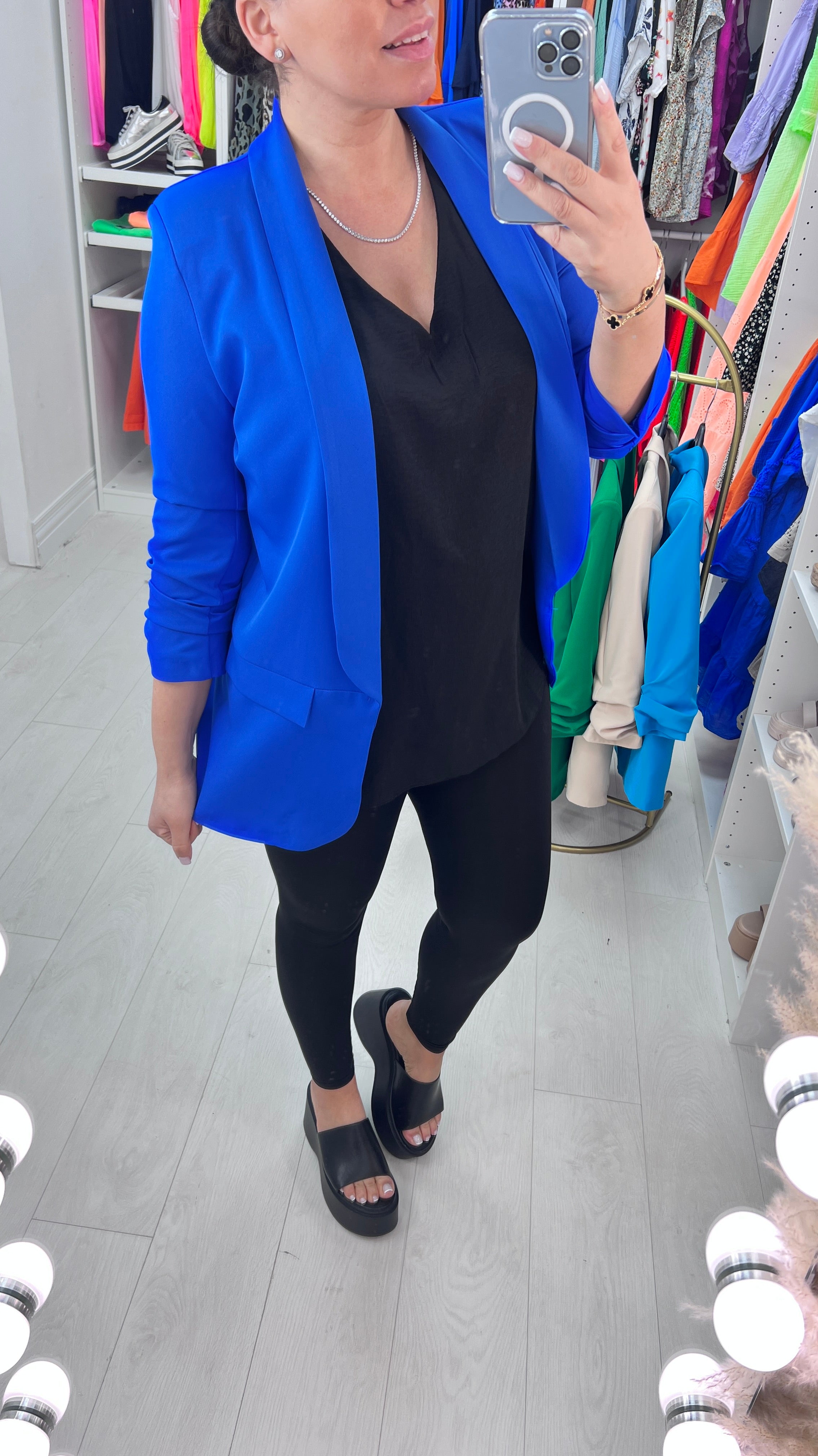 Chiquita Ruched 3/4 Sleeve Blazer