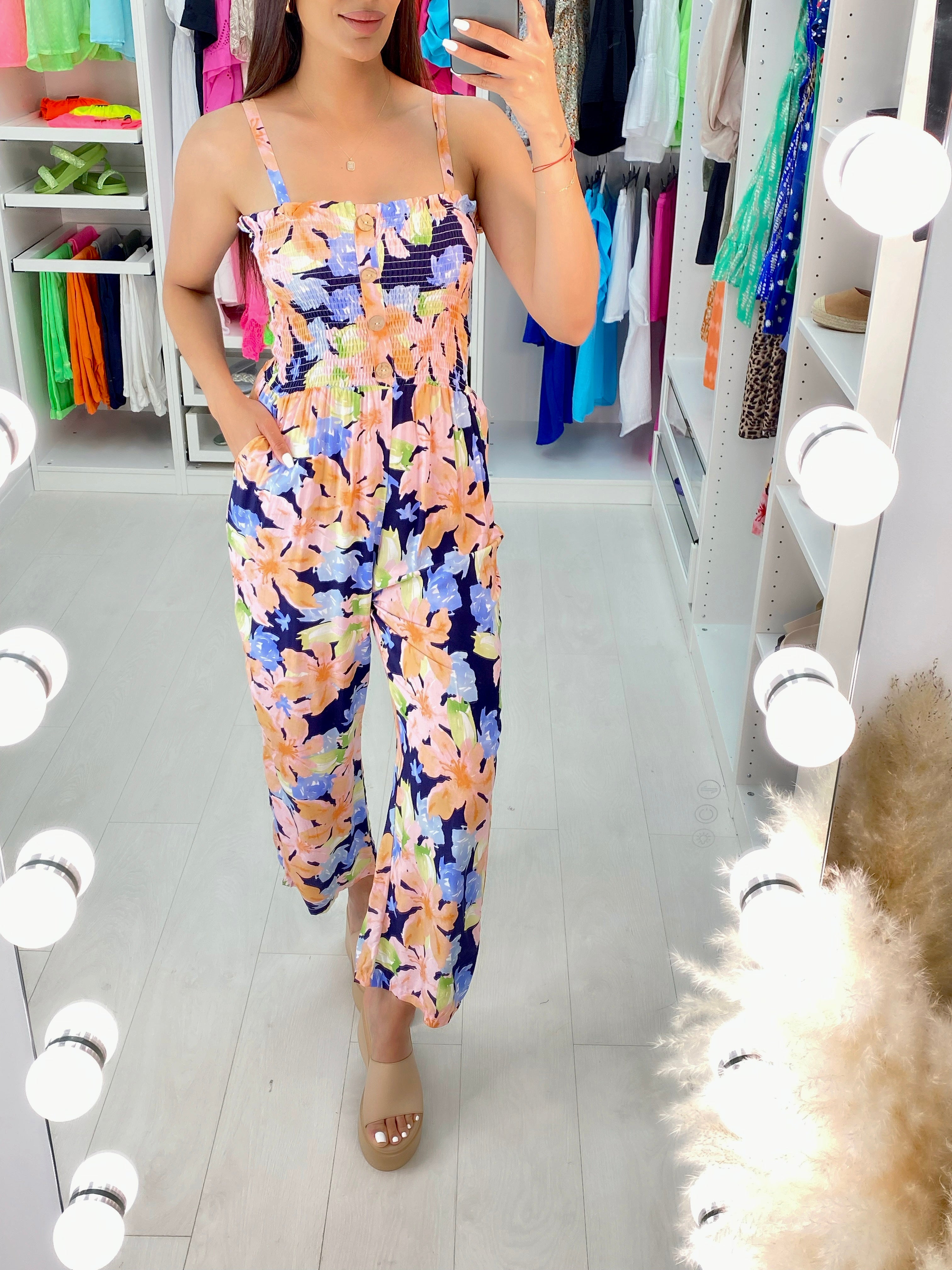 Izem Vibrant Floral Print Wide Leg Jumpsuit