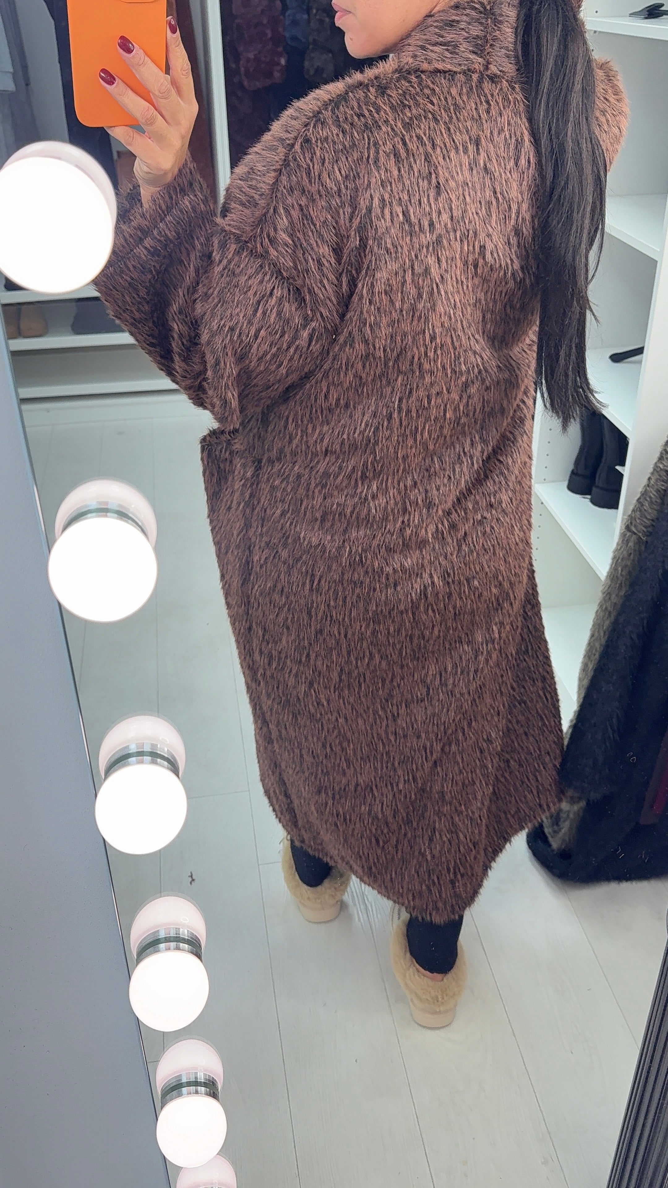 Beverly Faux Fur Open Front Longline Cardi Jacket