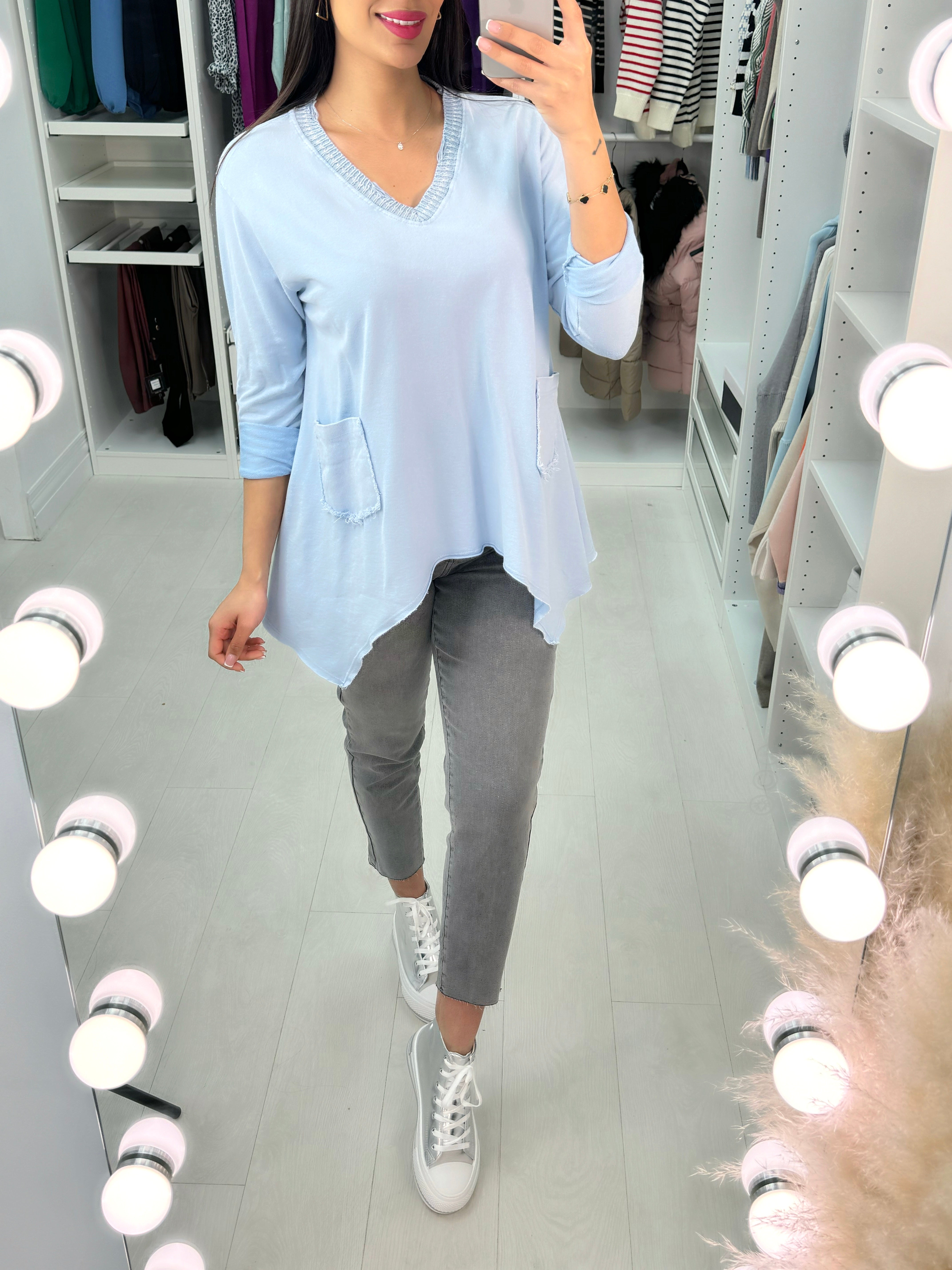 Usher Curved Hem Pocket Detail Jumper