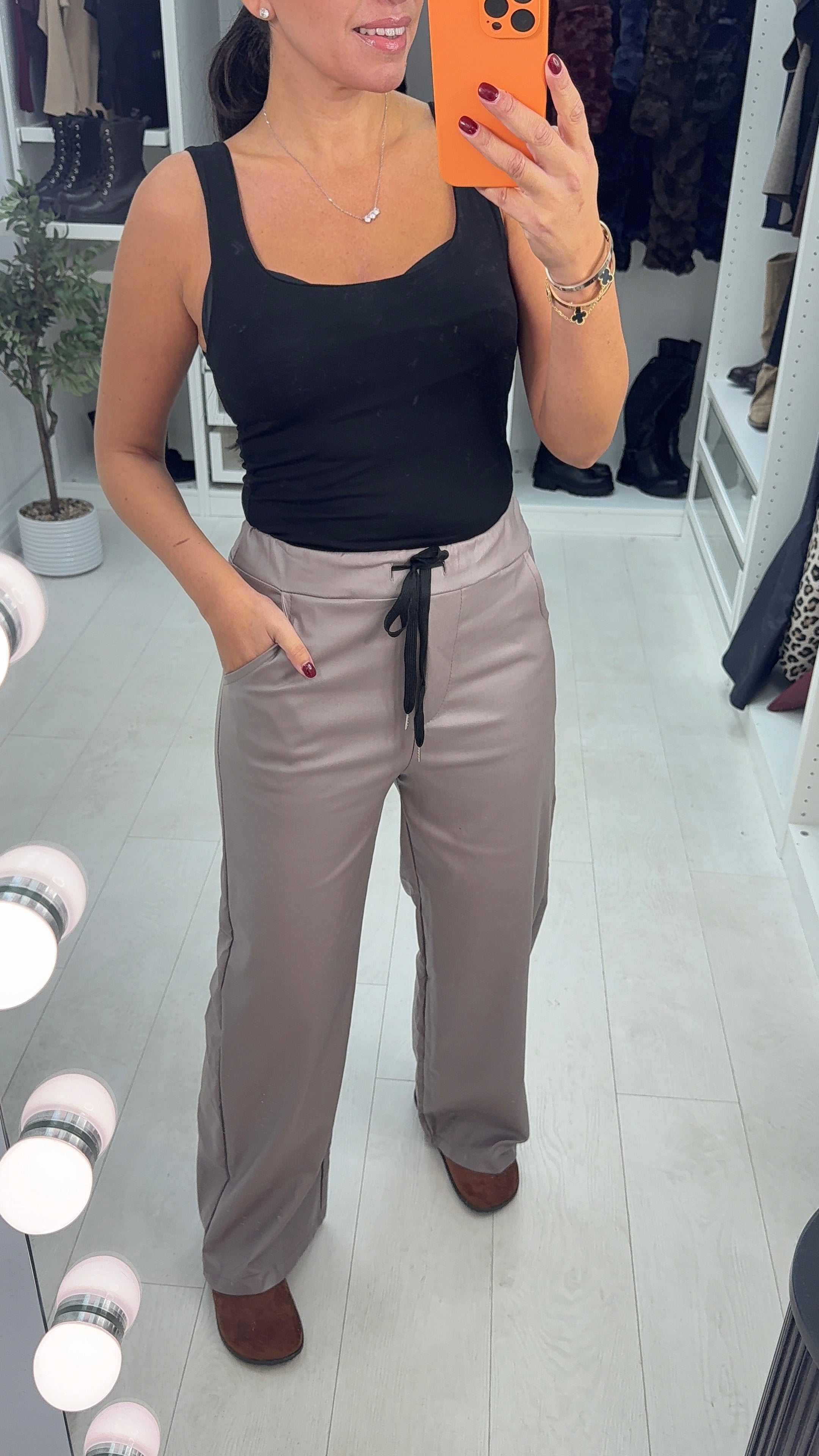 Sailor Faux Leather Wide Leg Trousers