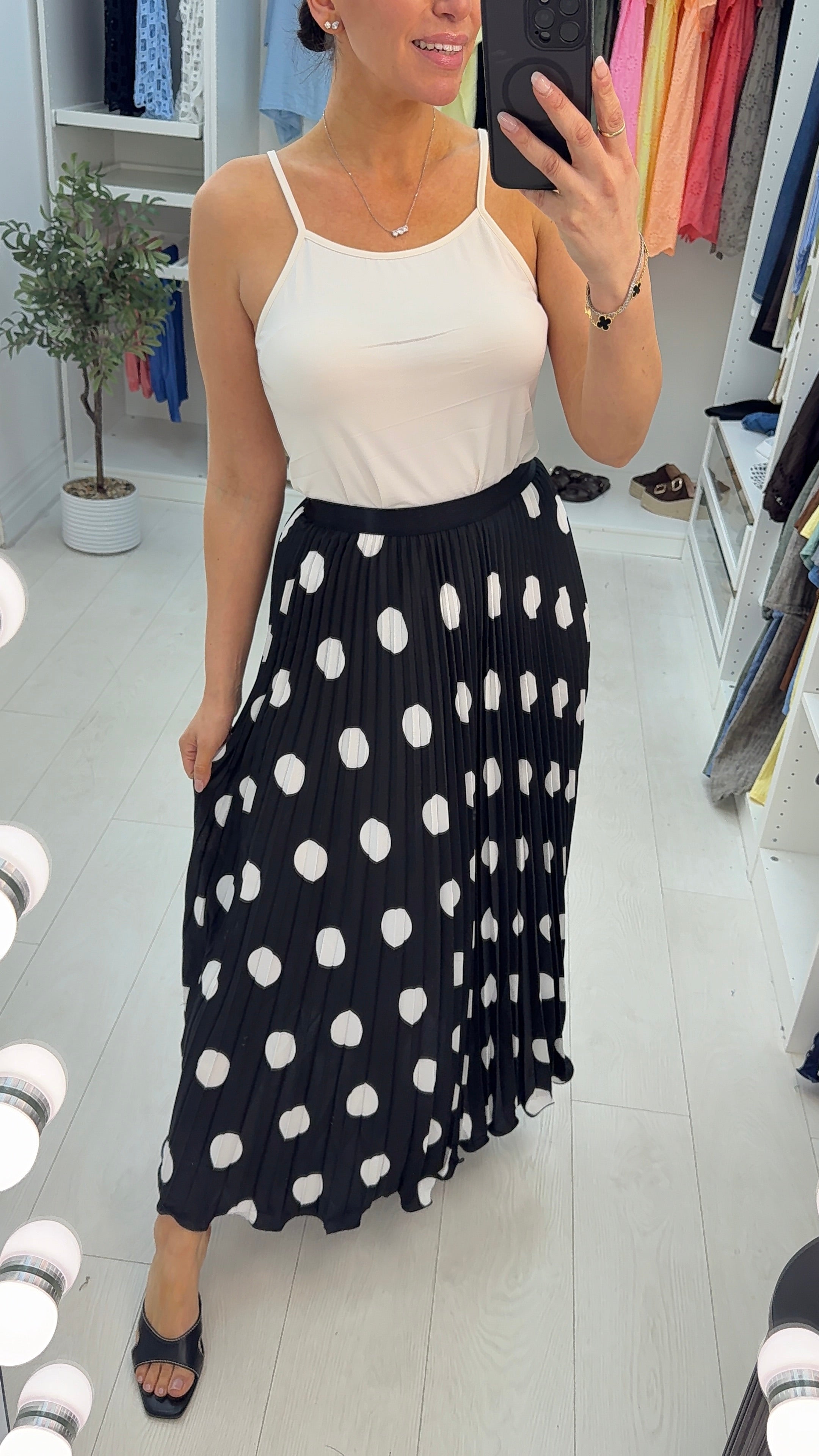 Miranda Polka Dot Pleated Skirt