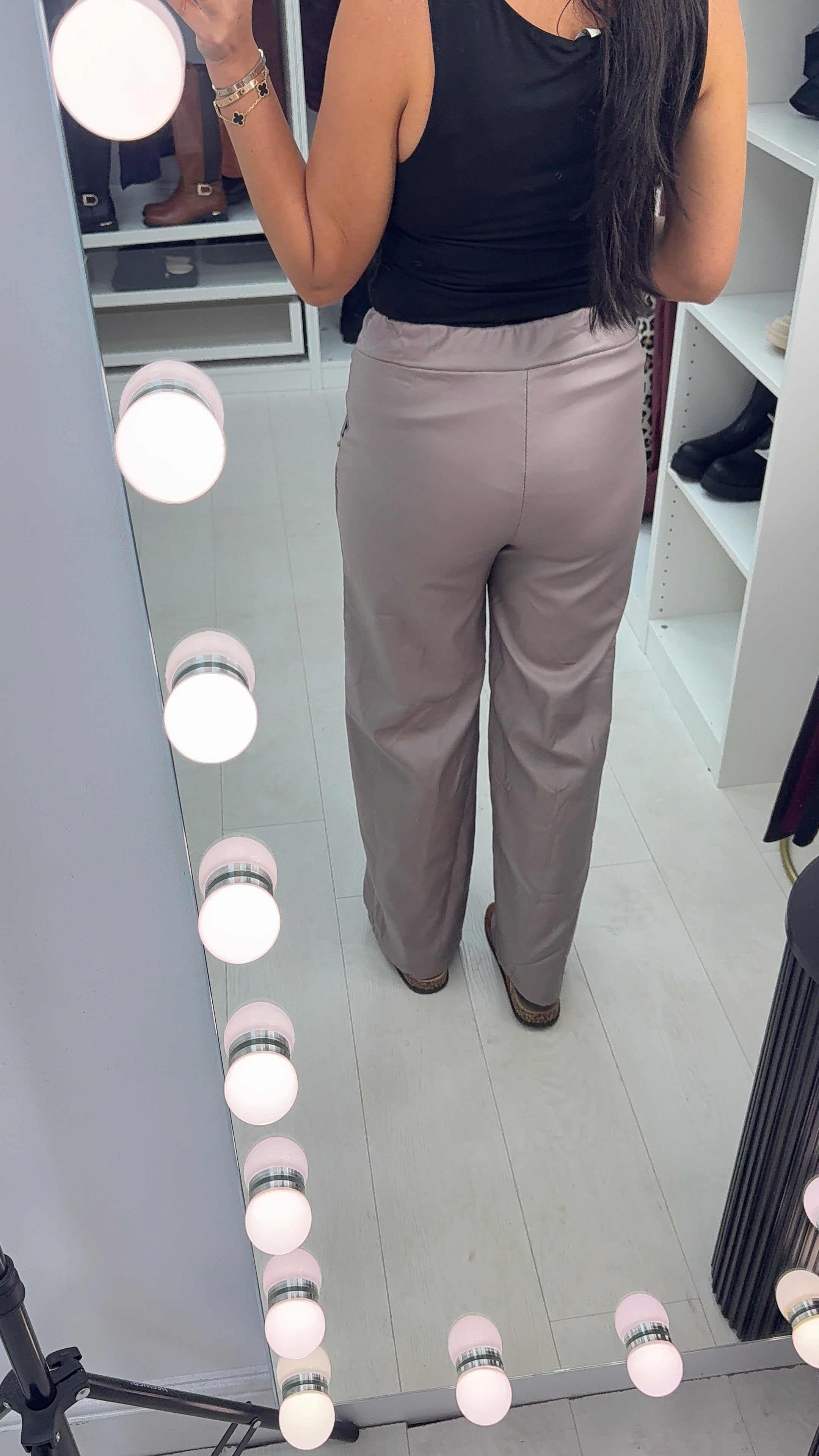 Sailor Faux Leather Wide Leg Trousers