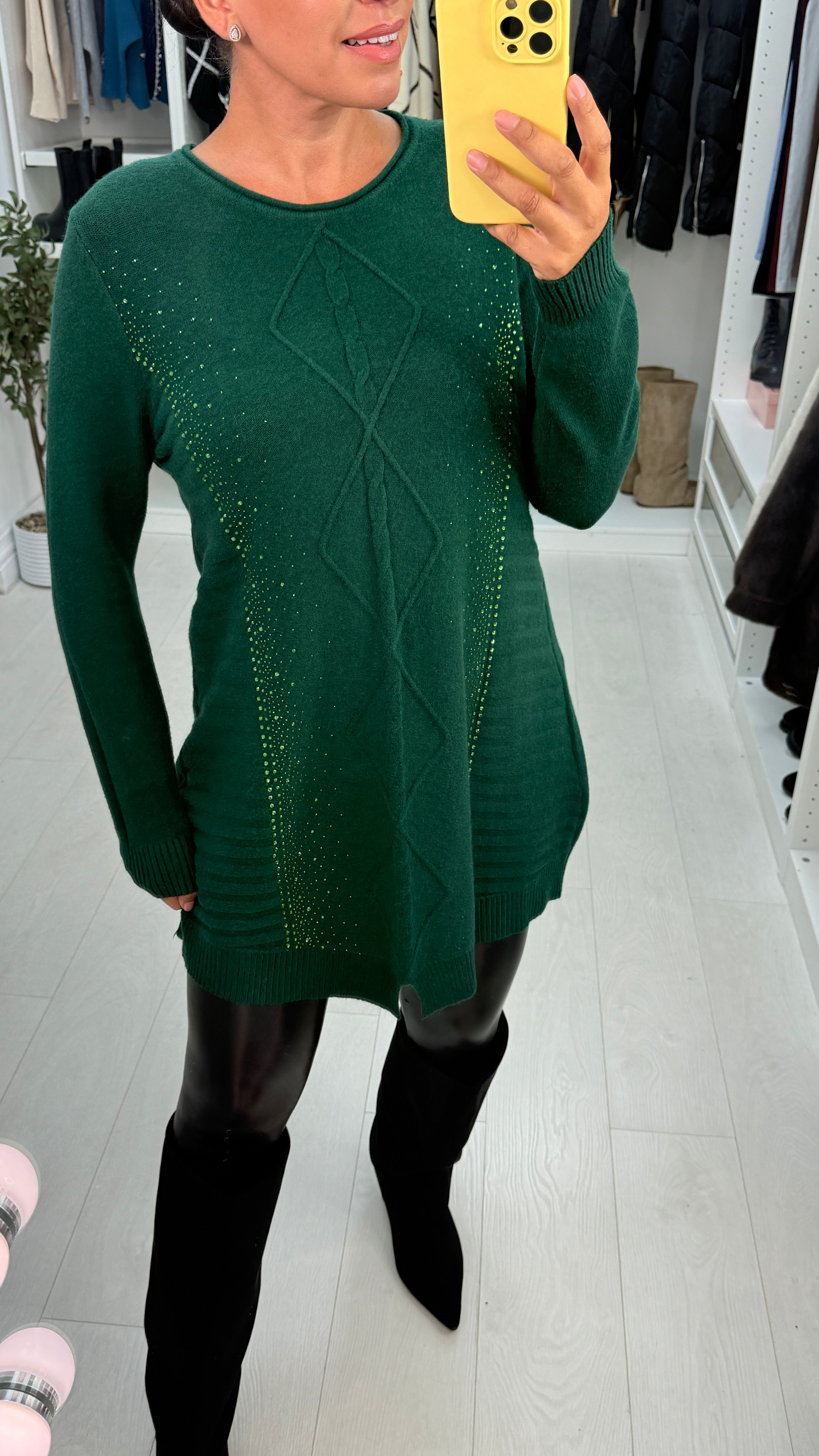 Fabia Plain Embellished Detail Longline Jumper