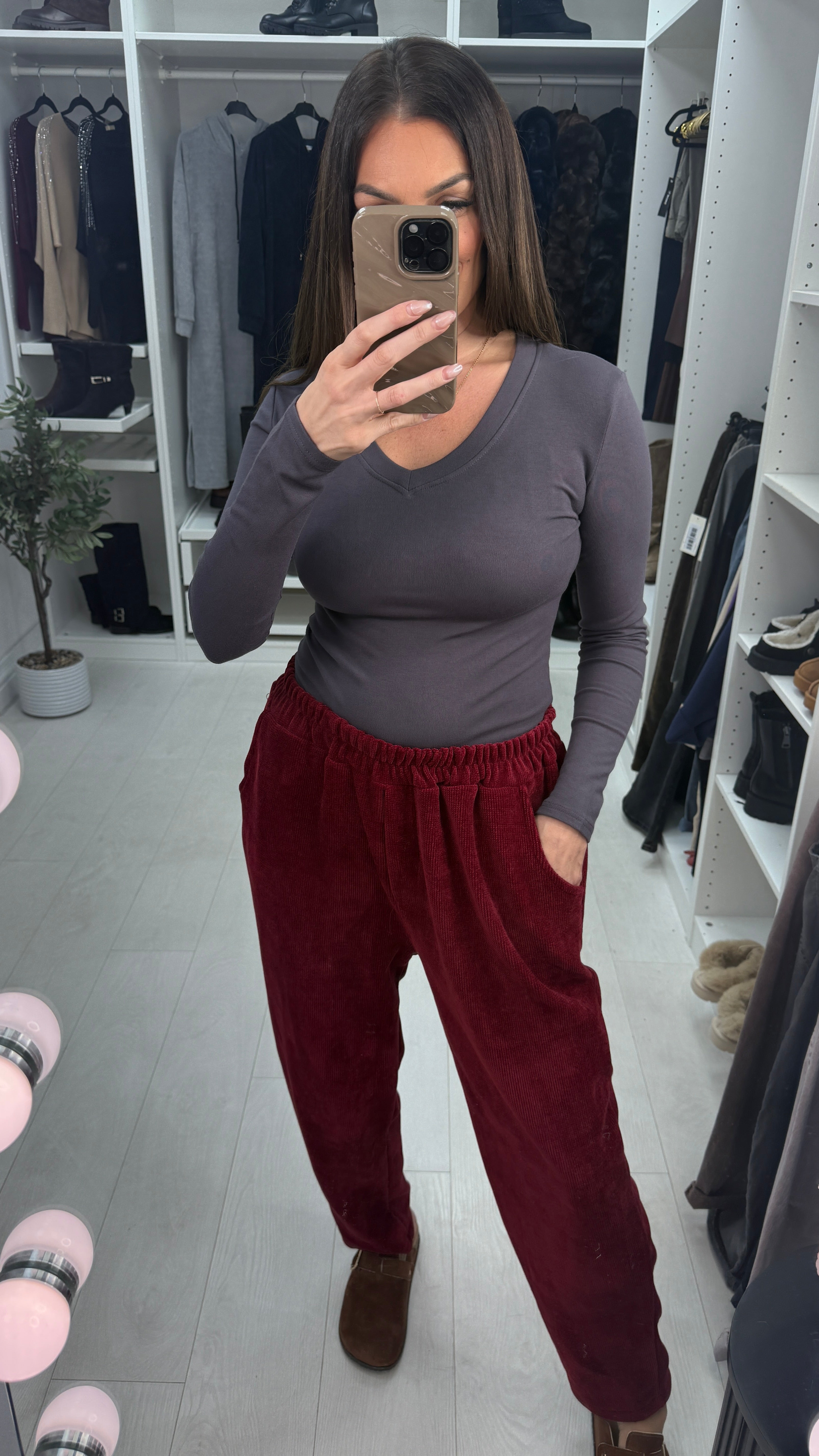 Jill Plain Corduroy Straight Leg Trousers