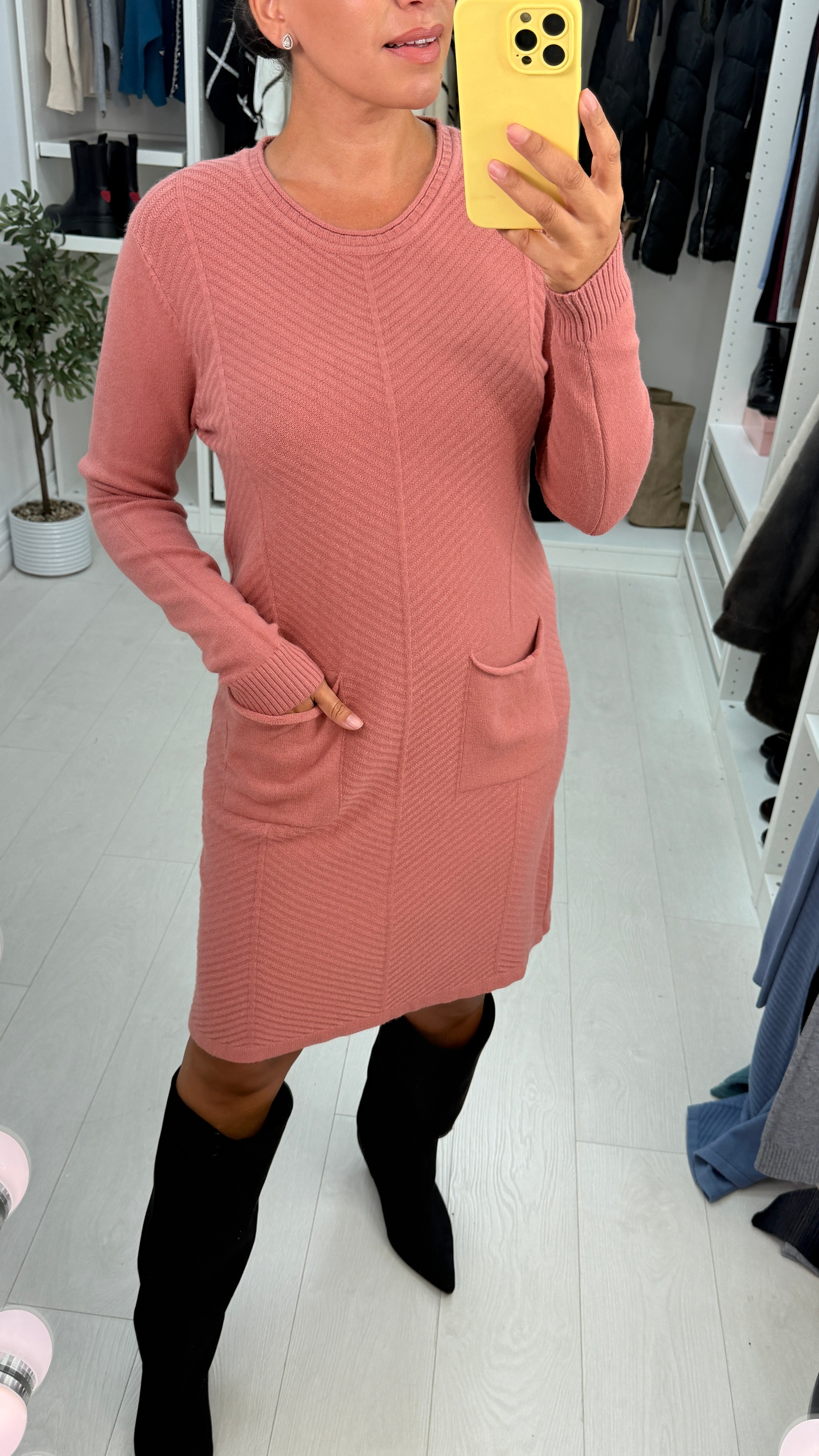 Niamh Plain Pocket Front Jumper Dress