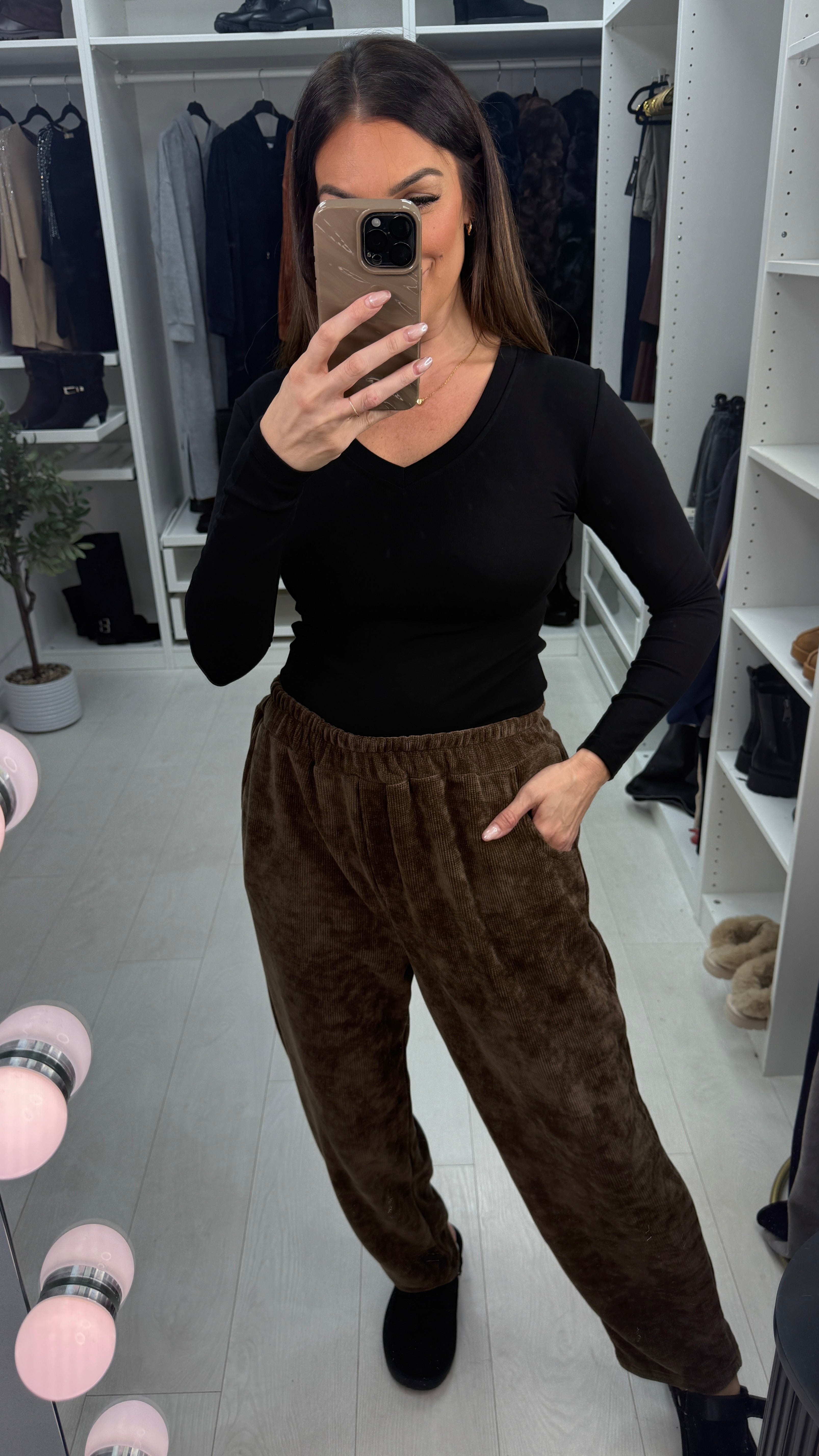 Jill Plain Corduroy Straight Leg Trousers