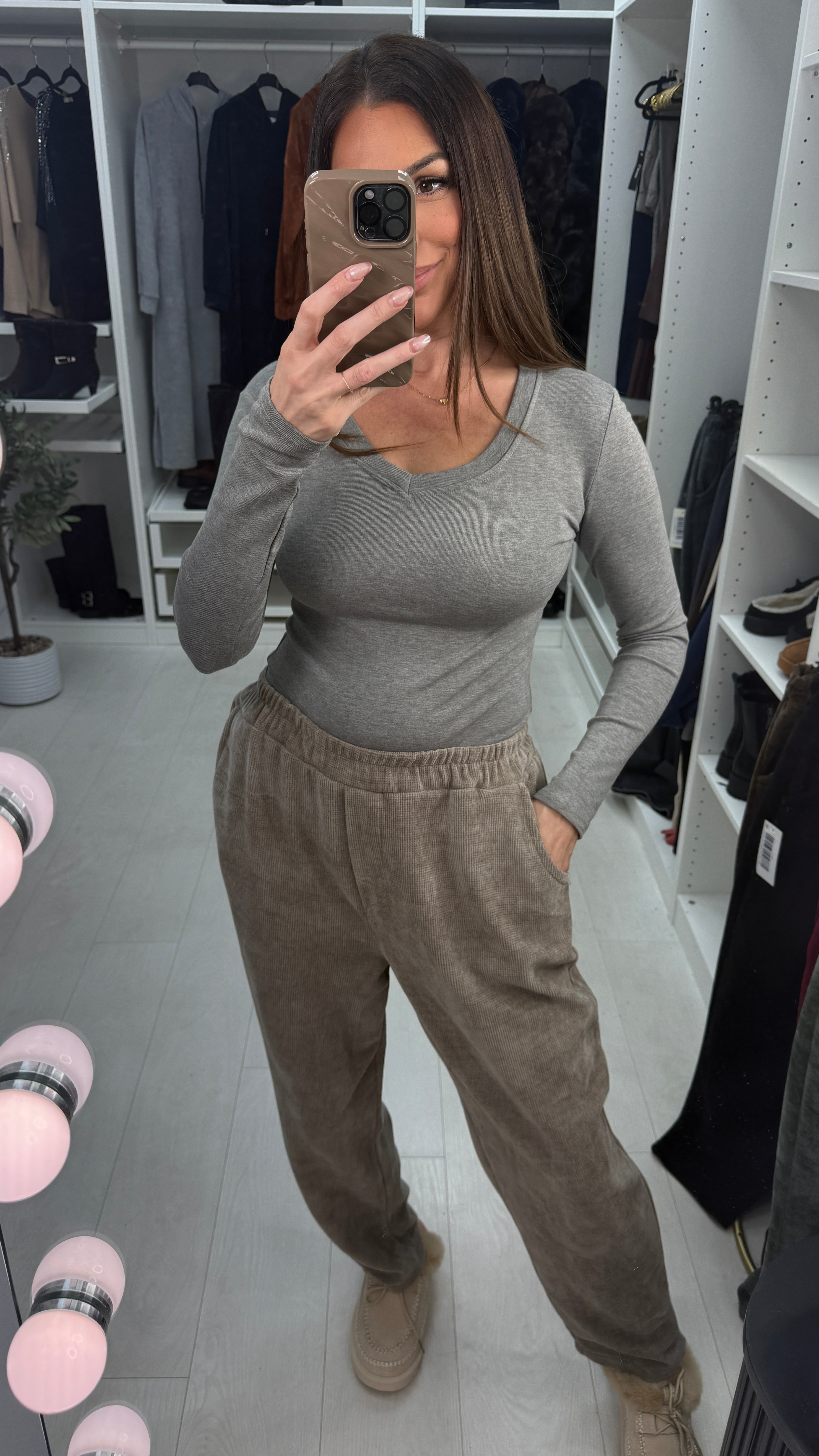 Jill Plain Corduroy Straight Leg Trousers