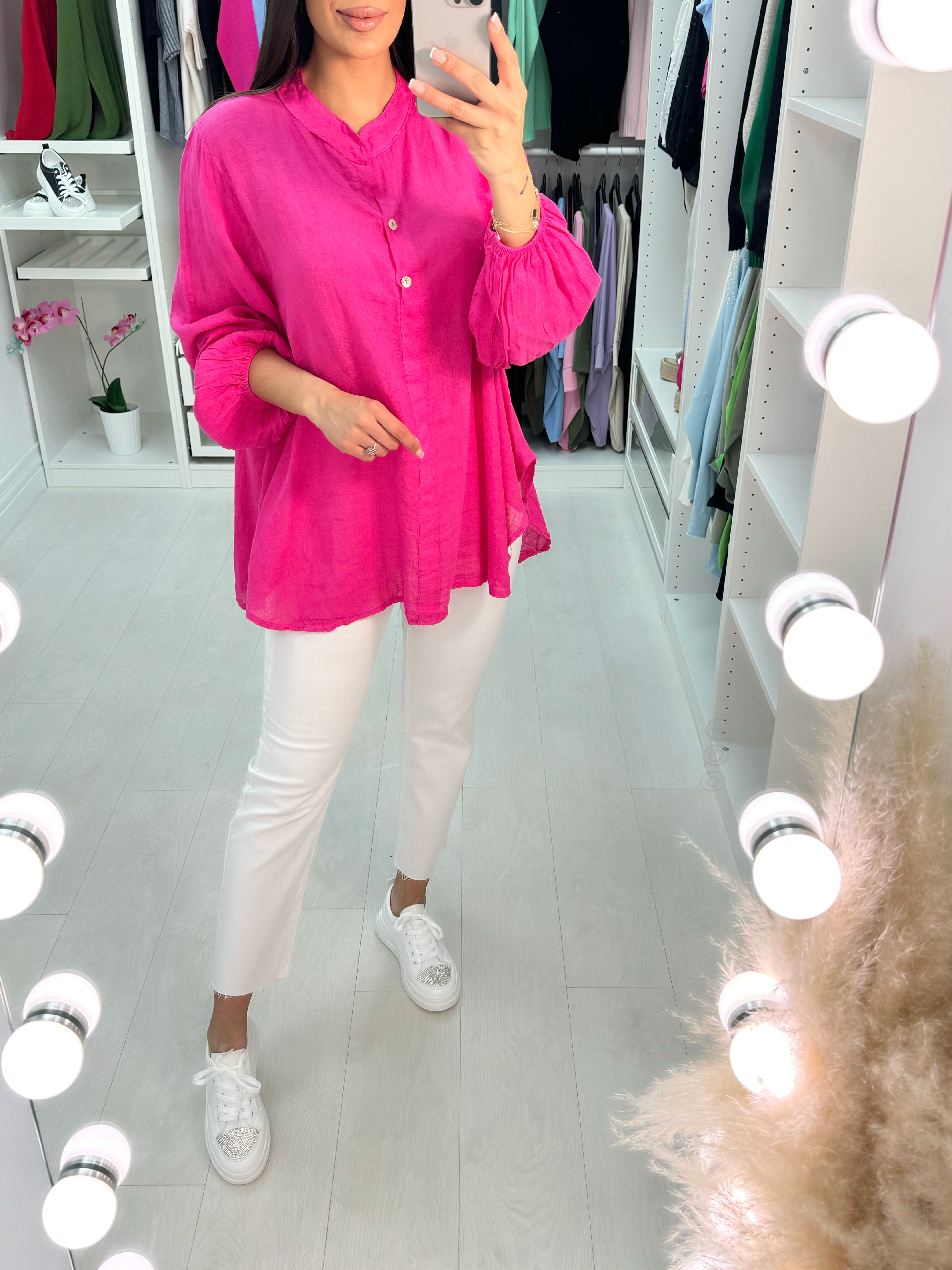 Marley Half Button Up Linen Top