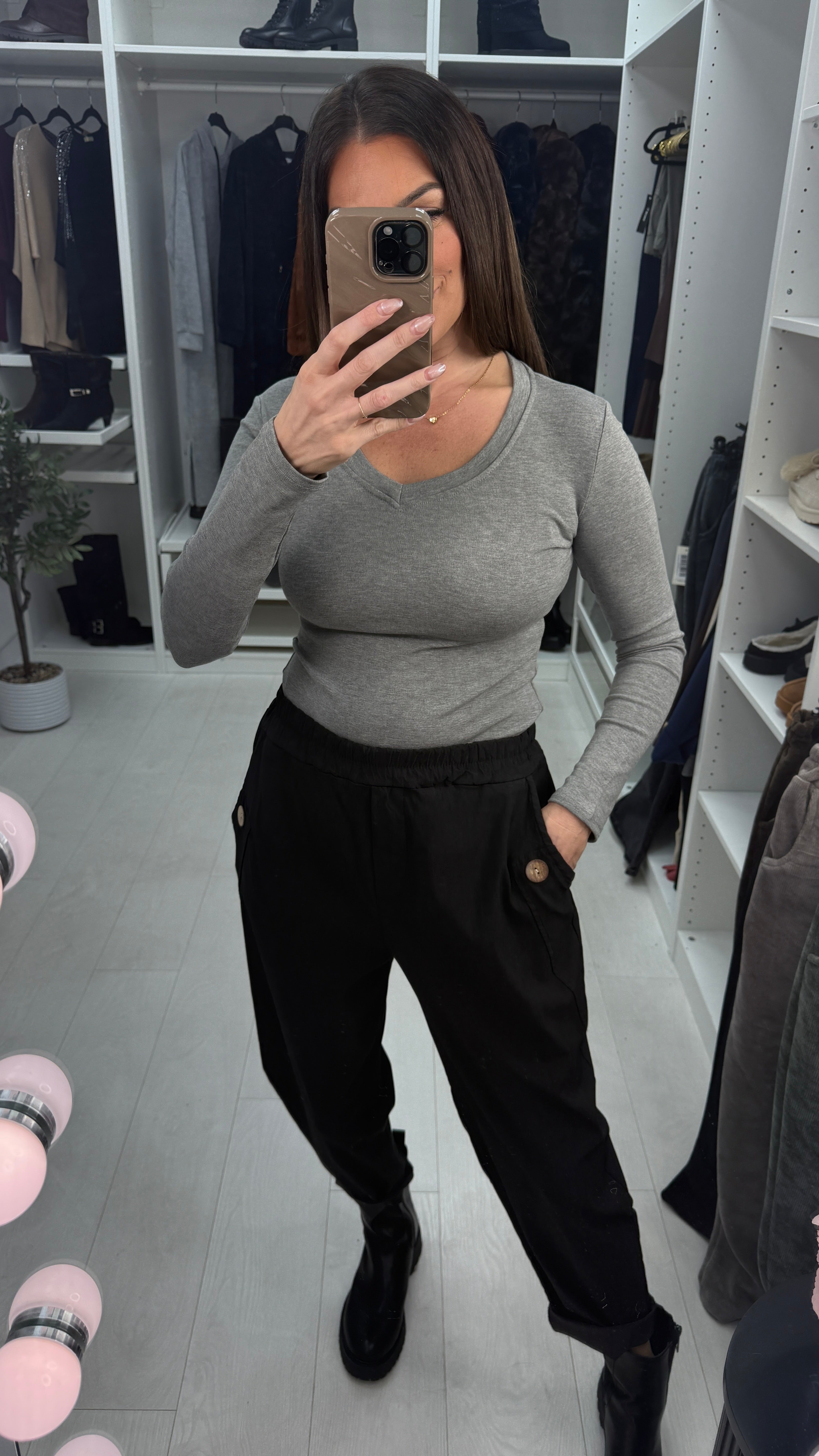 Kamil Acid Washed Effect Button Detail Joggers