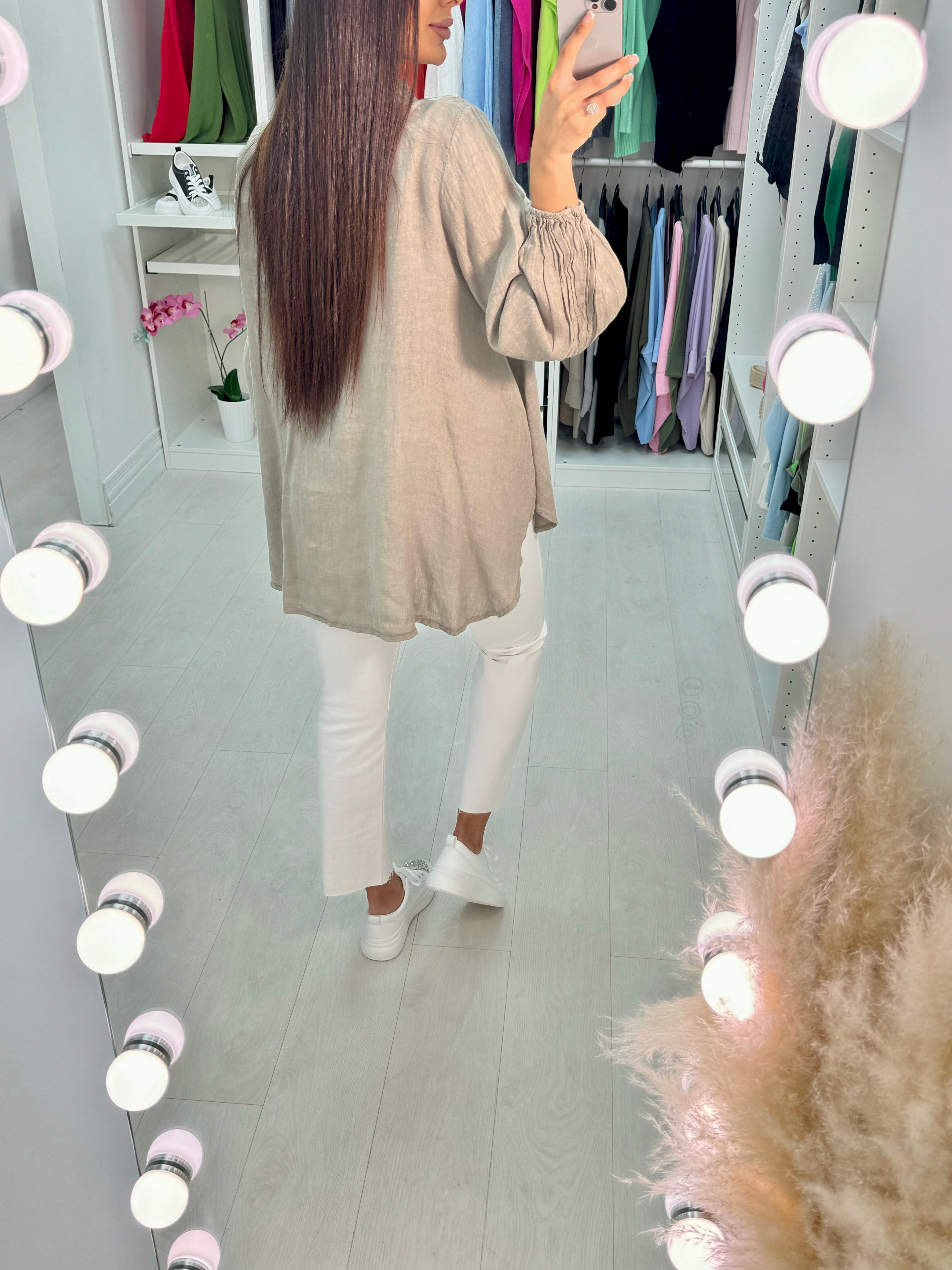 Marley Half Button Up Linen Top