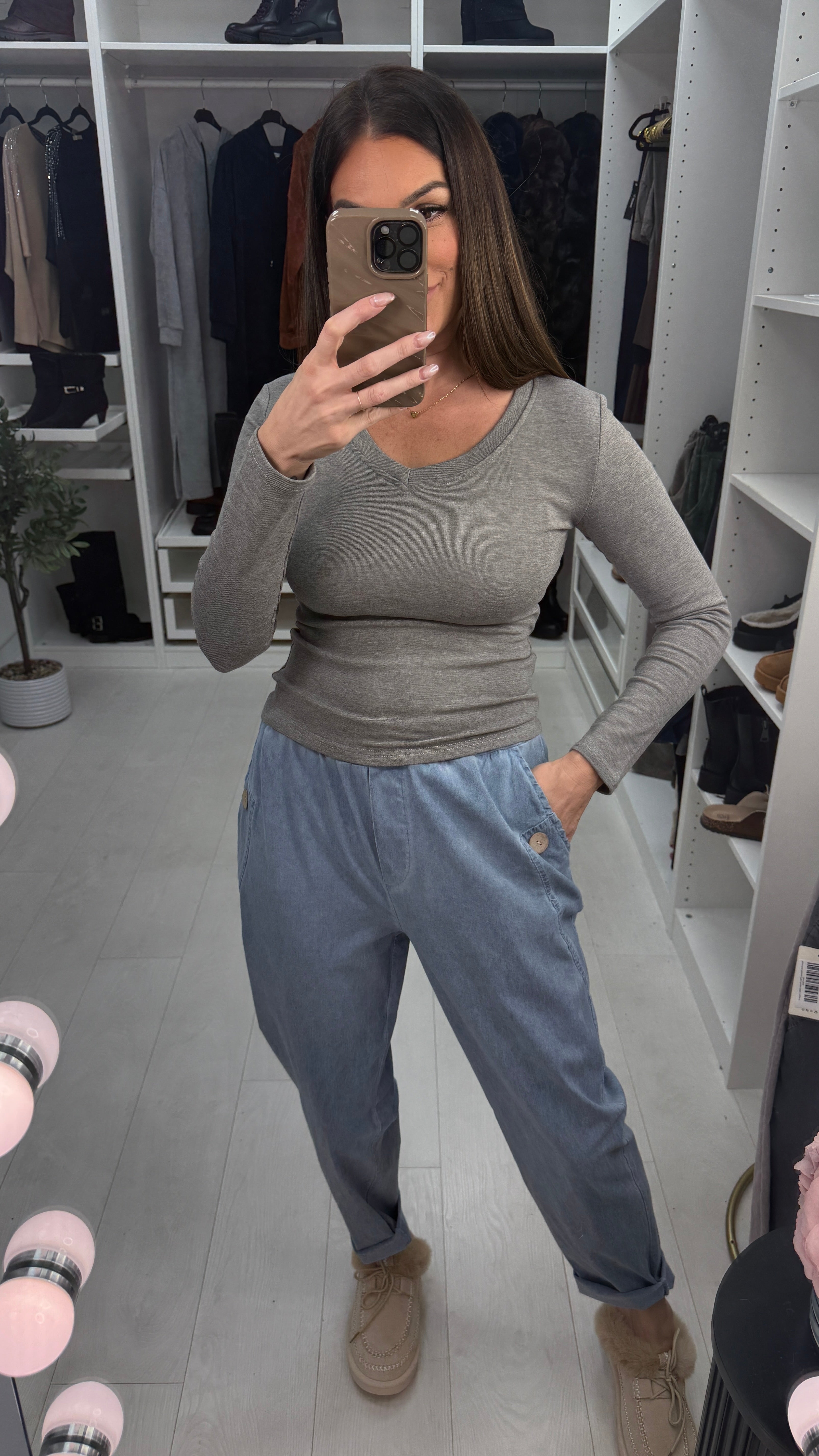 Kamil Acid Washed Effect Button Detail Joggers