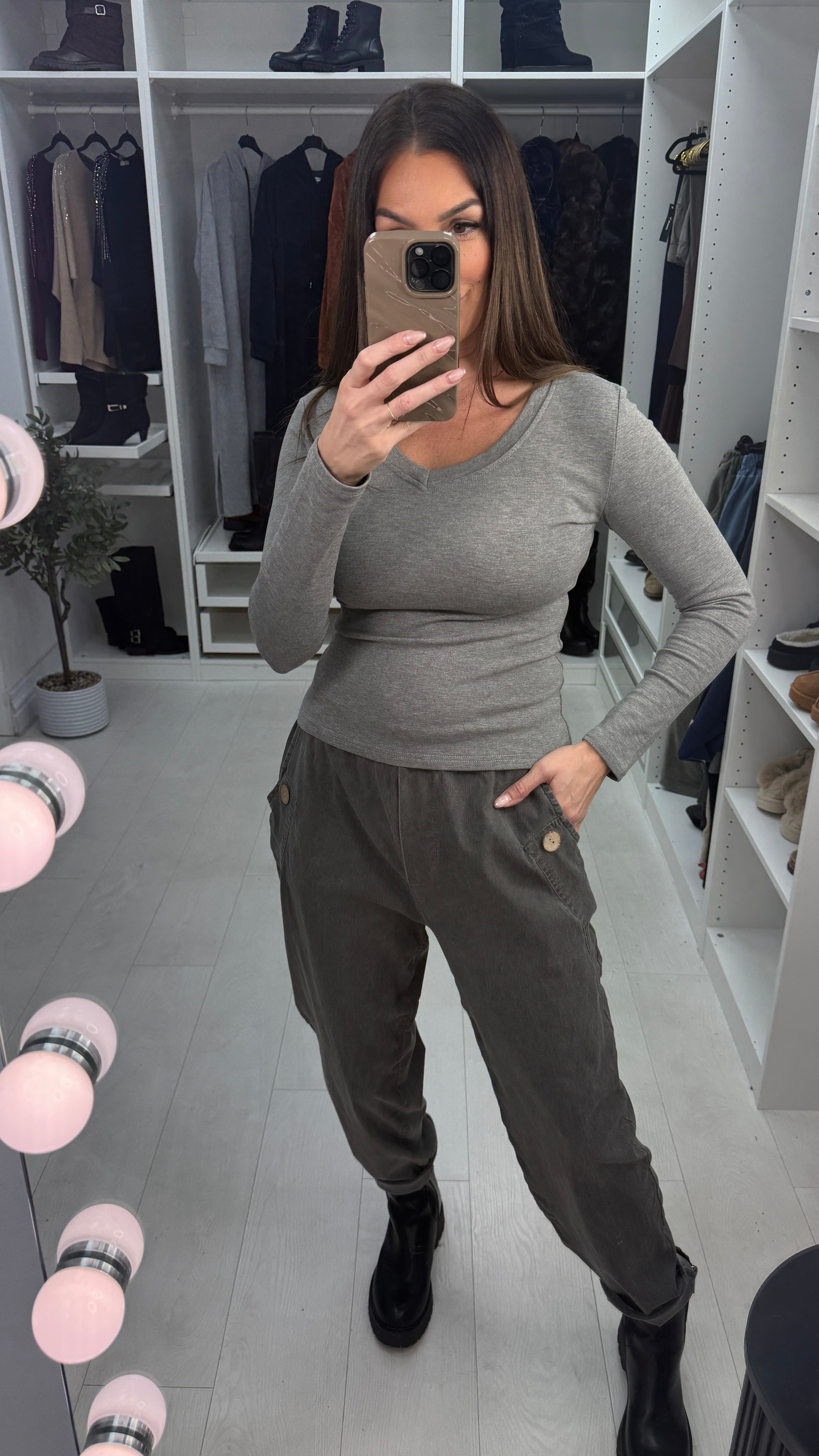 Kamil Acid Washed Effect Button Detail Joggers