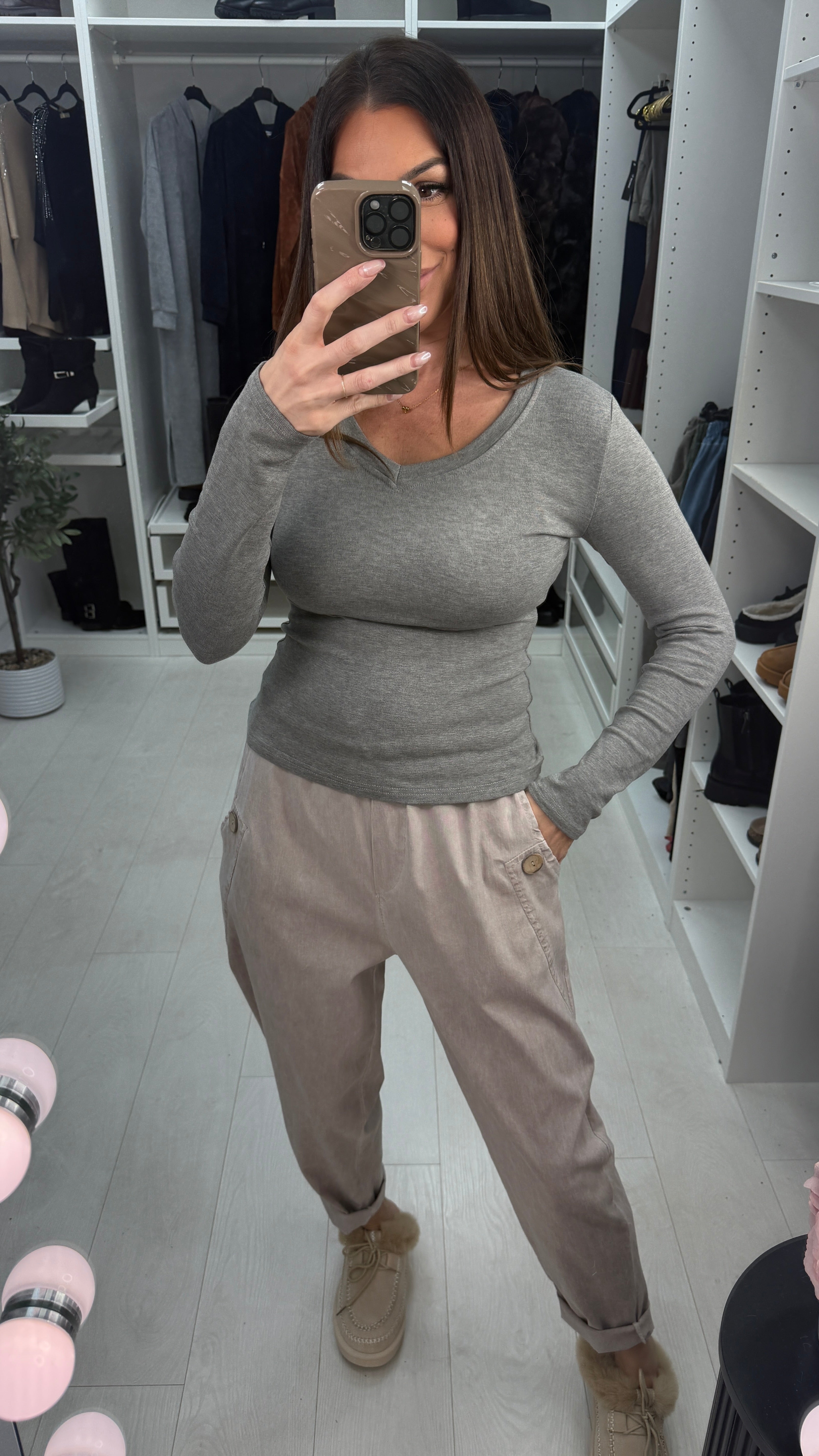 Kamil Acid Washed Effect Button Detail Joggers