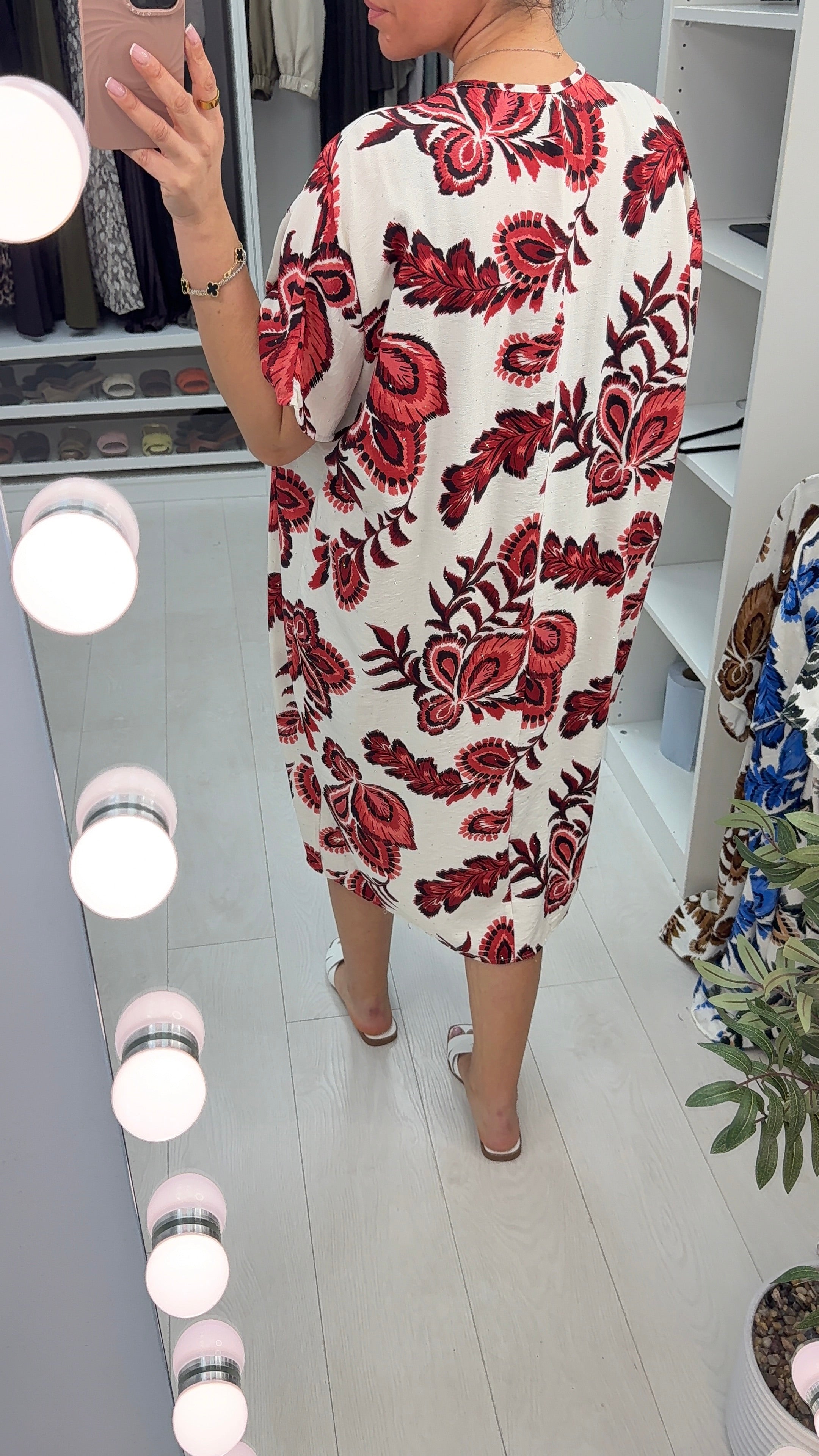 Lunaria Floral Print Diamante Detail Loose Fit Dress