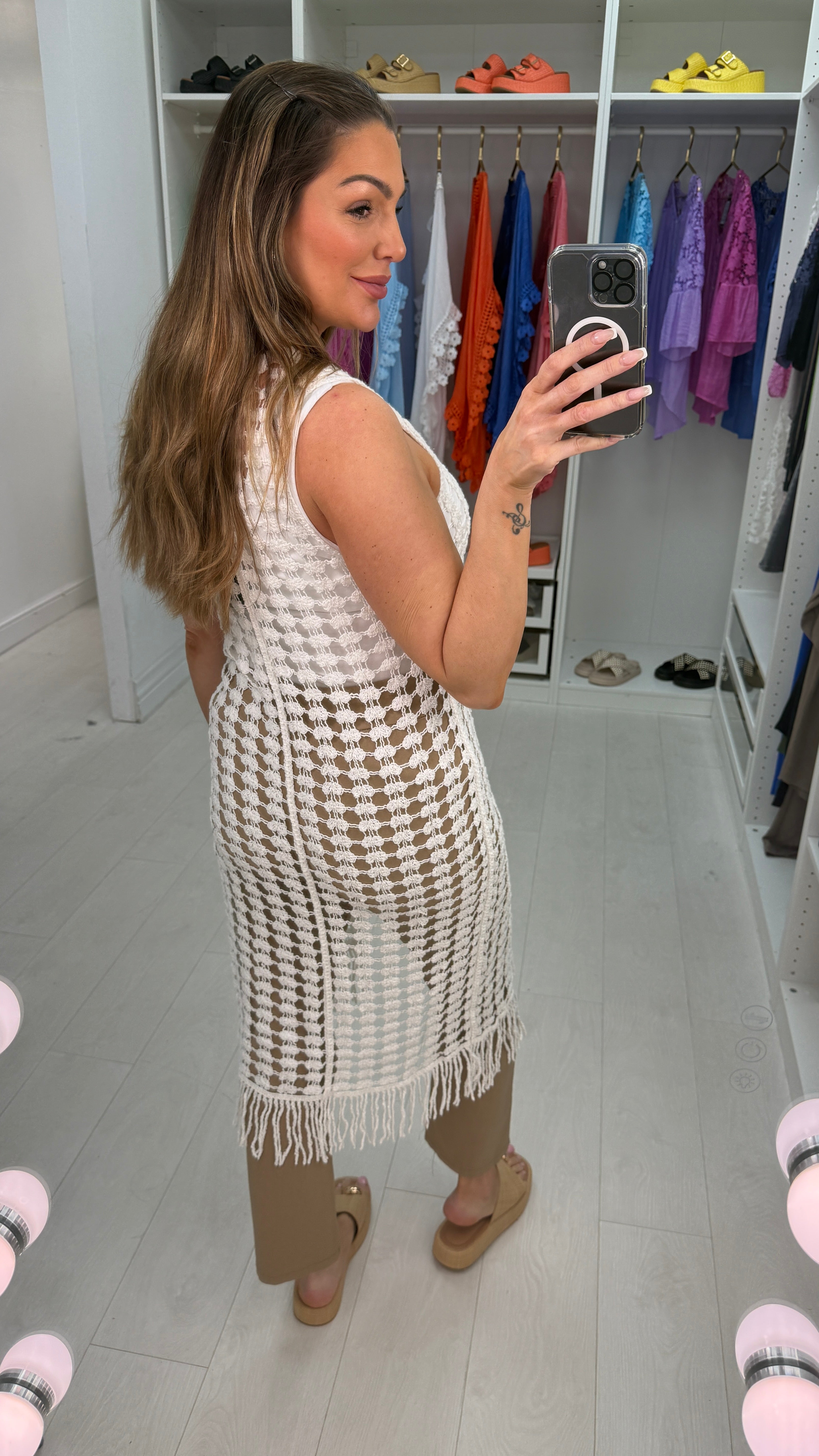 Rowan Crochet Longline Fringed Hem Cardigan