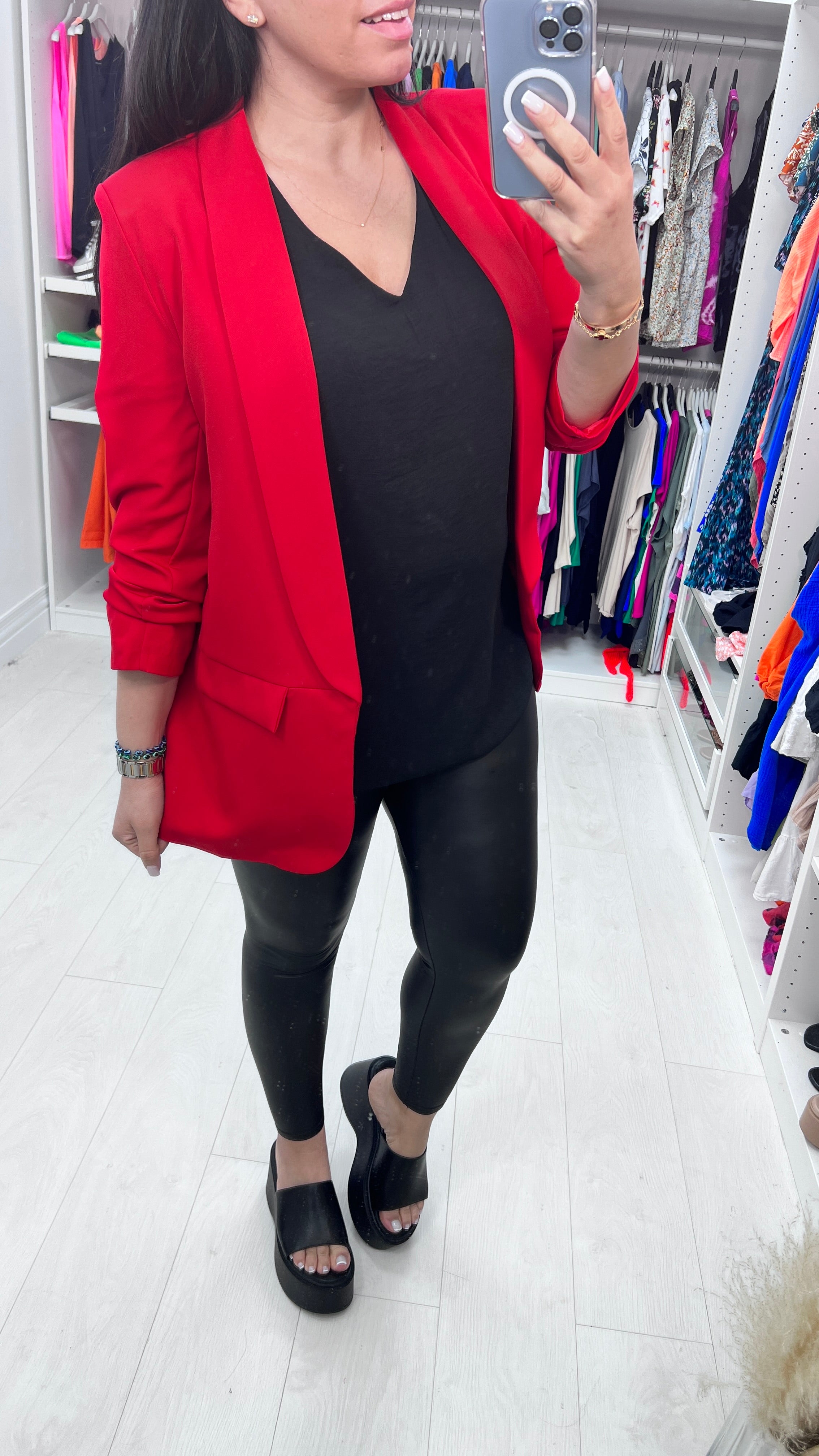 Chiquita Ruched 3/4 Sleeve Blazer