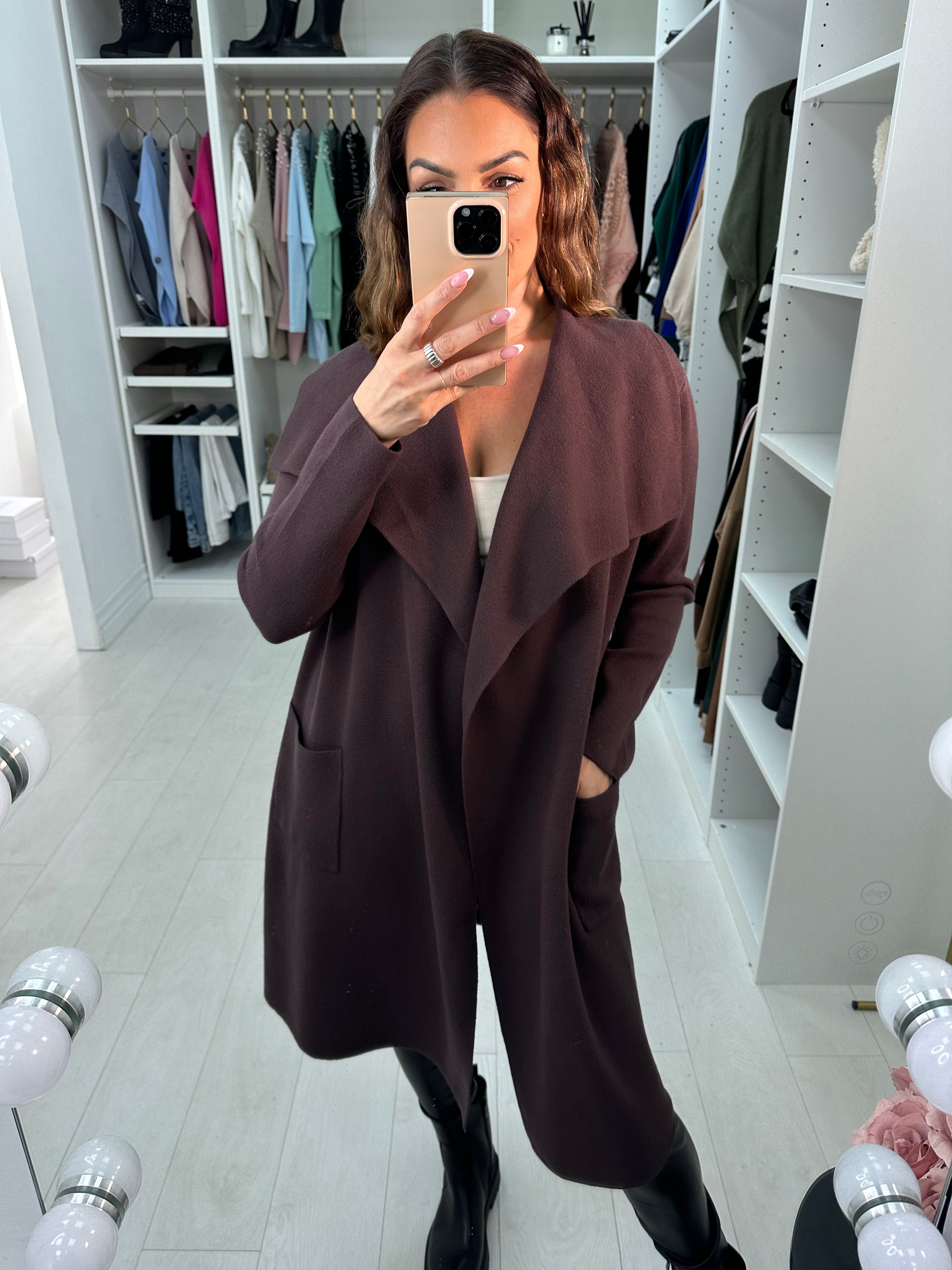 Rosey Plain Waterfall Knit Jacket