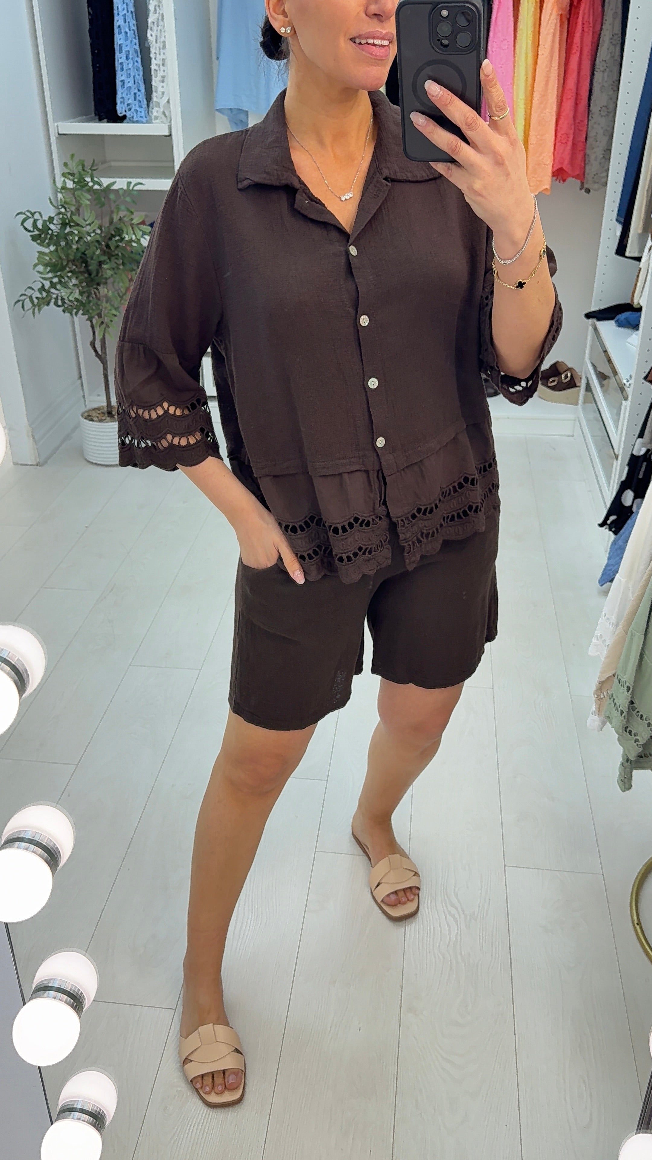 Florie Broidery Detail Shorts Co-Ord Set