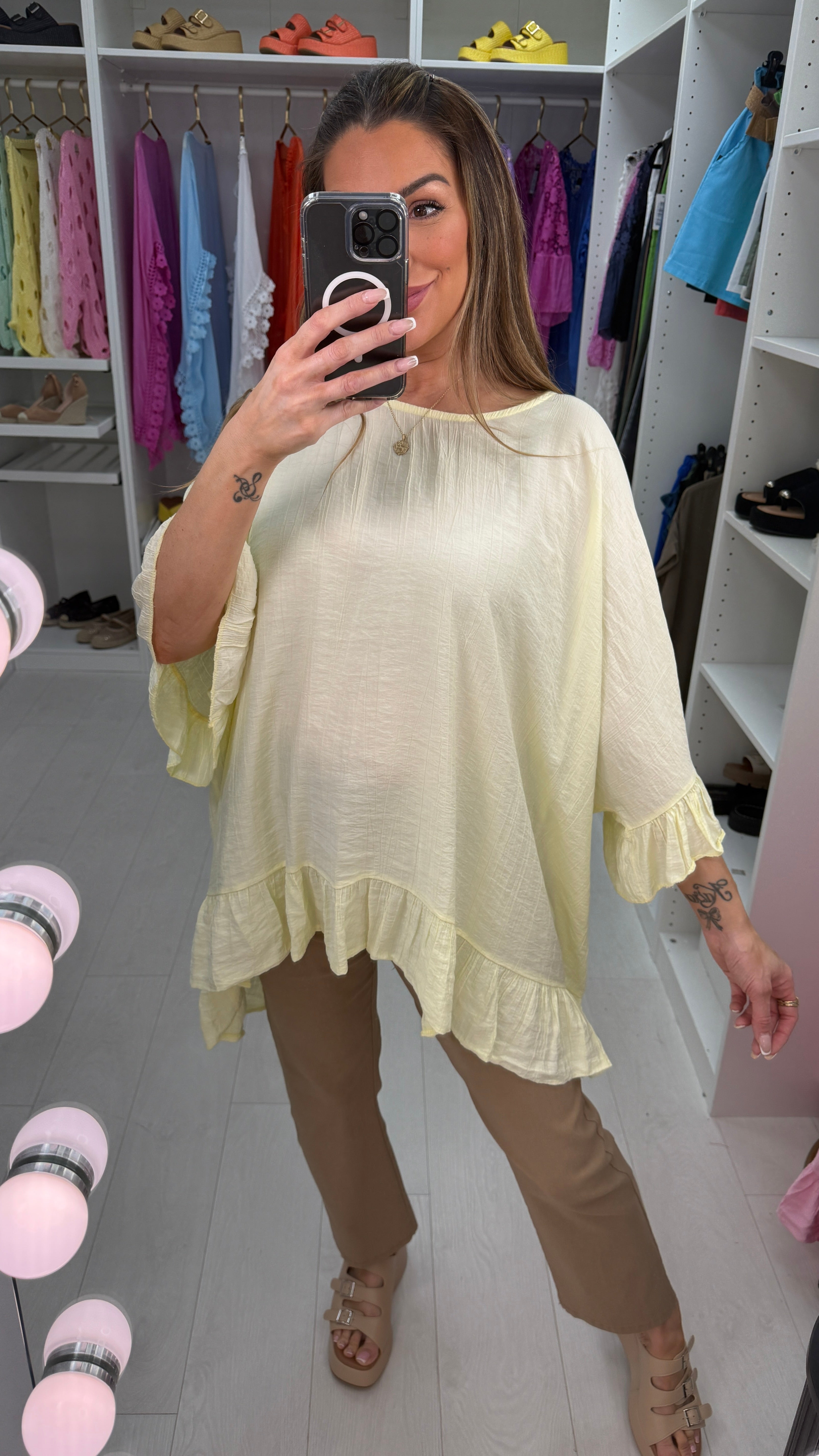 Alexa Lightweight Ruffle Detail Oversized Top