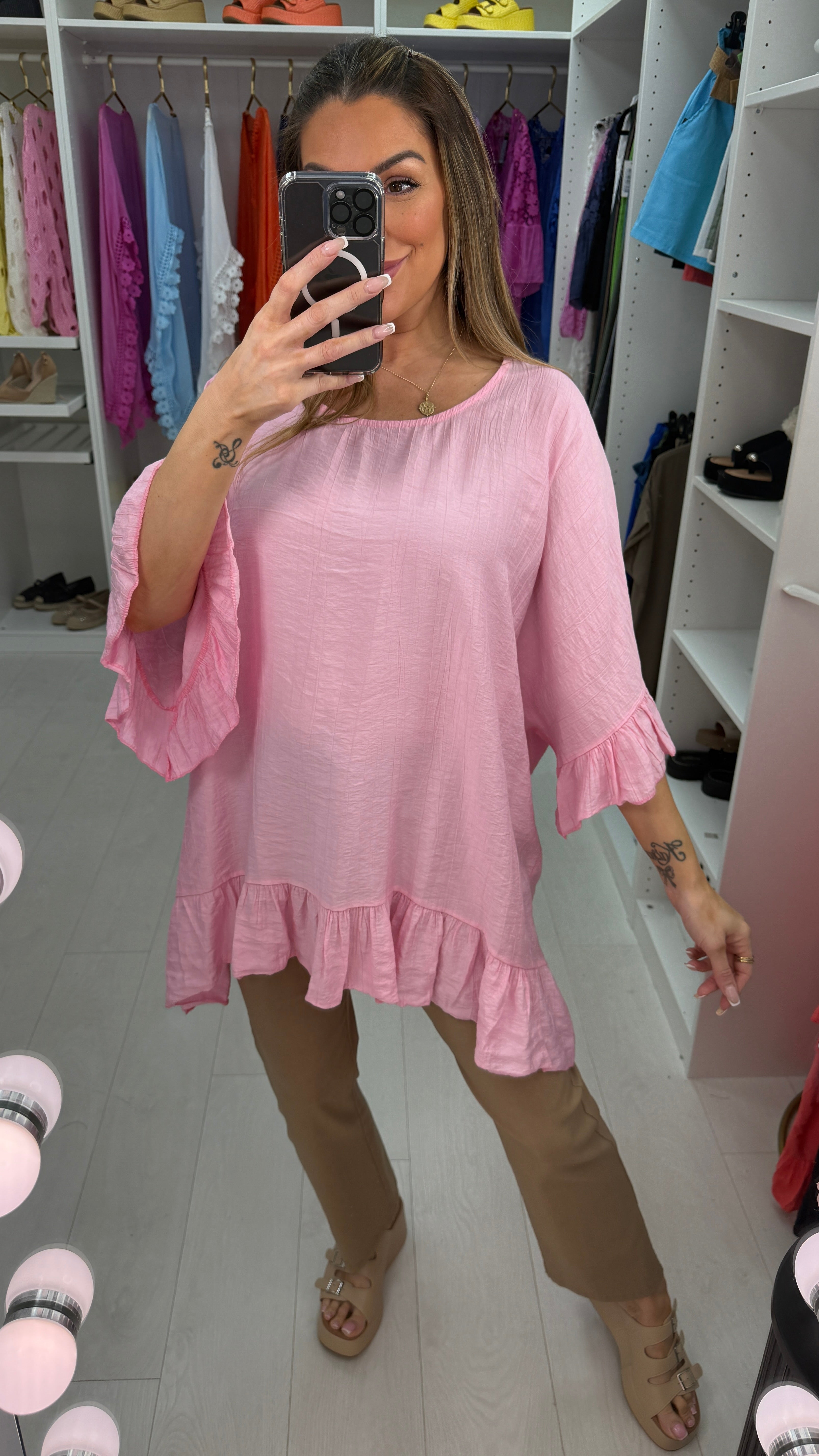 Alexa Lightweight Ruffle Detail Oversized Top