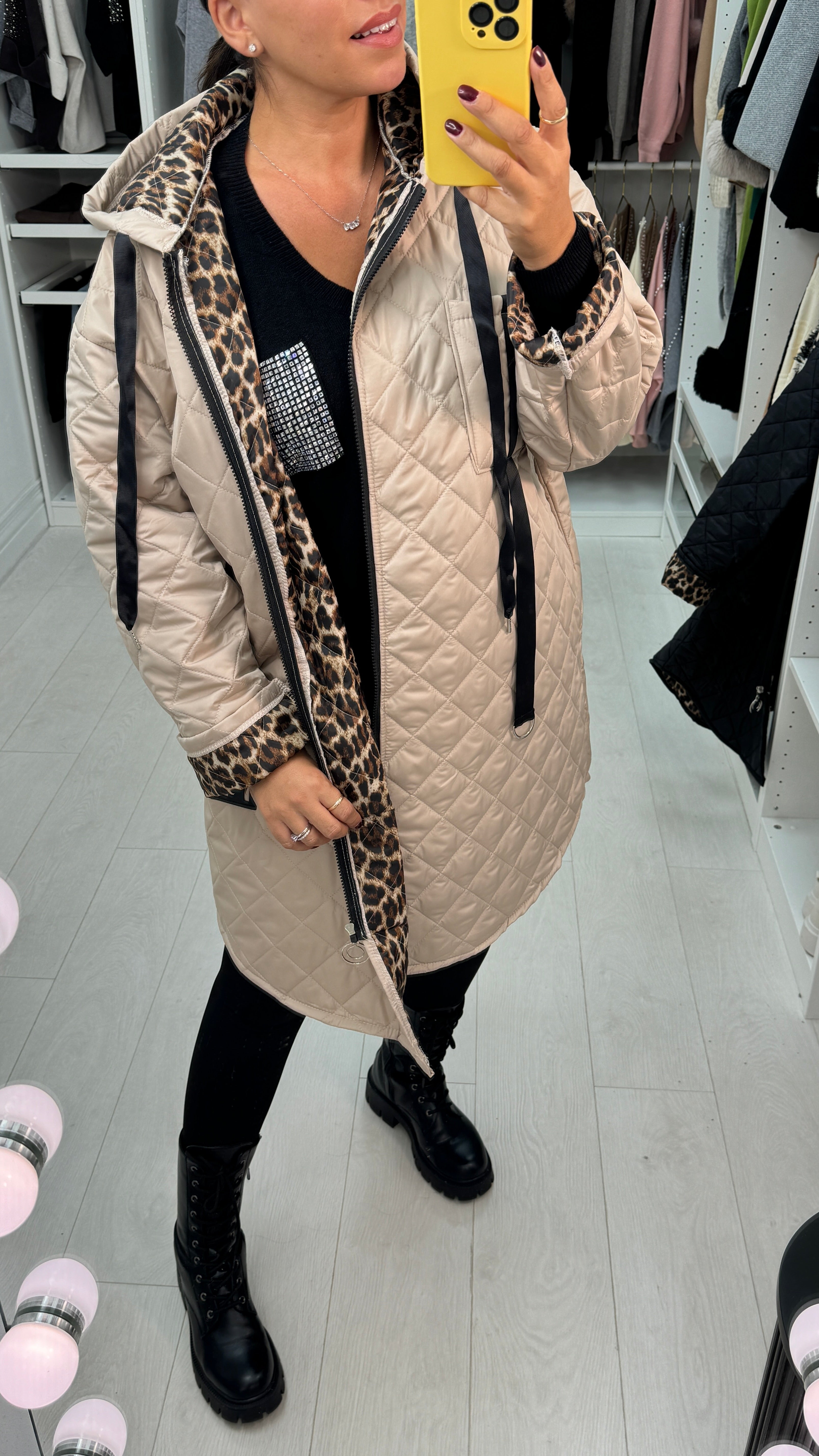 Trace Lightweight Hooded Oversized Quilted Jacket