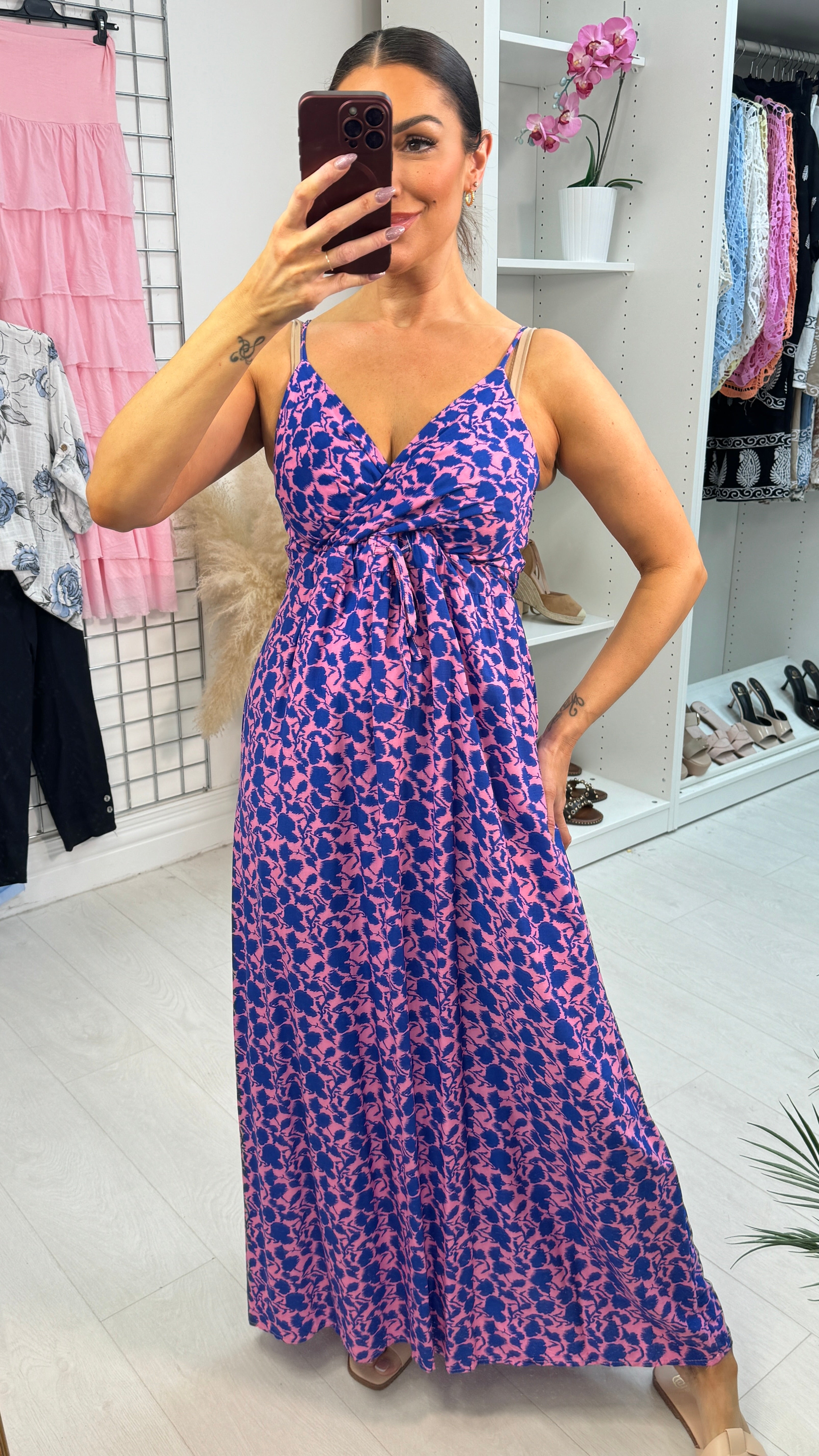 Lilianna Elasticated Back Strappy Maxi Dress