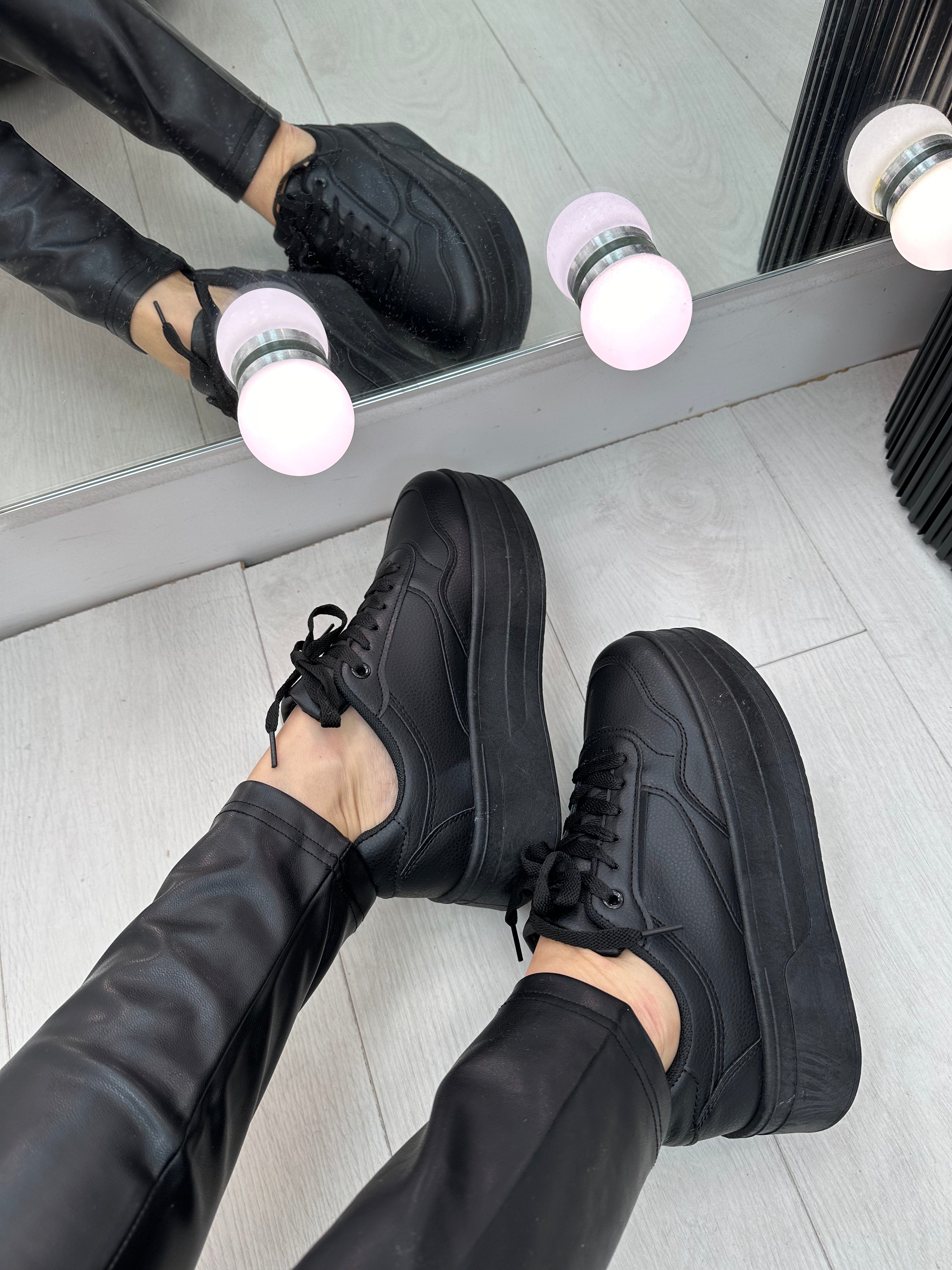 Natalie Plain Faux Leather Platform Trainers