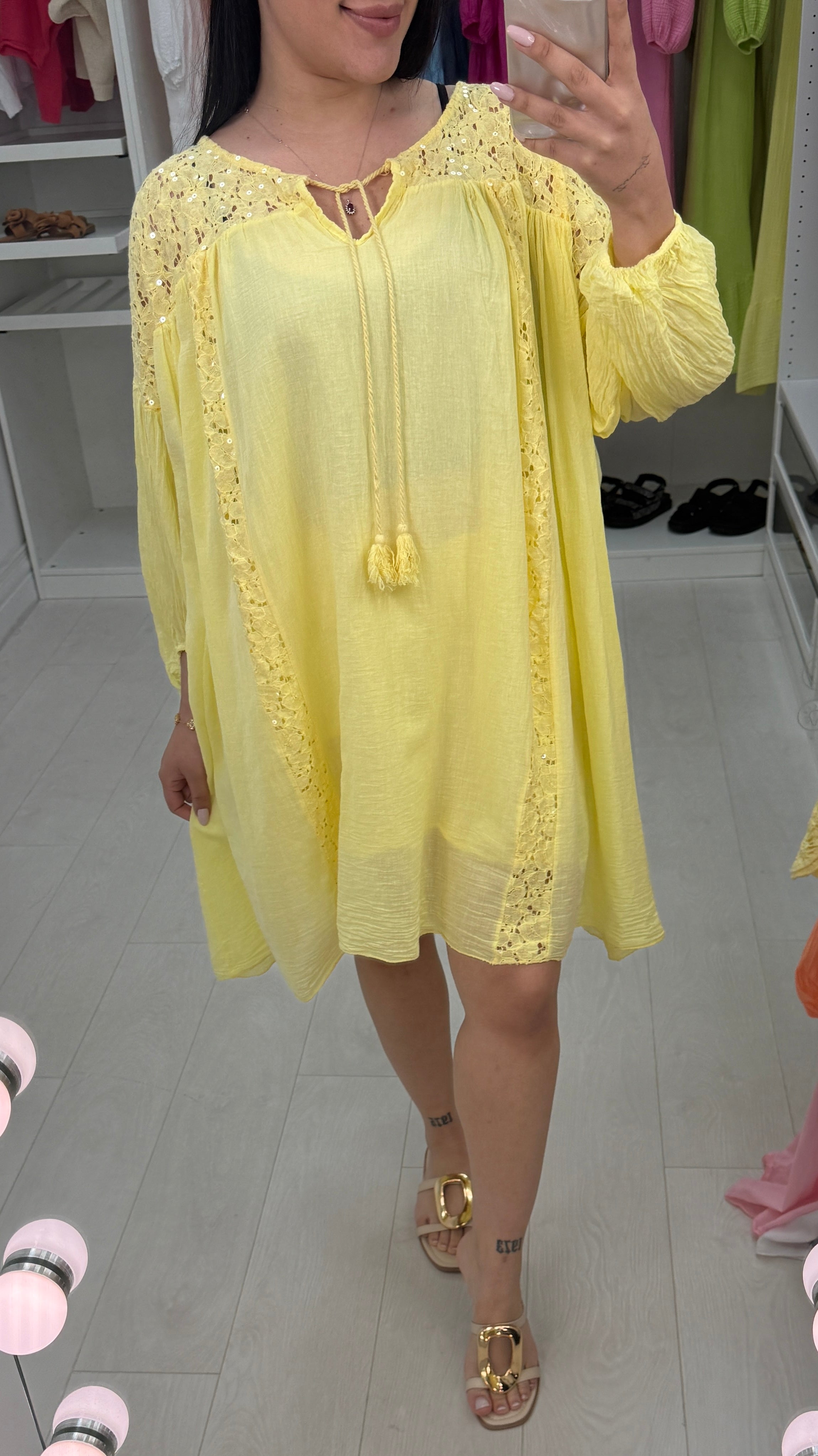 Emie Plain Embellished Loose Fit Midi Dress