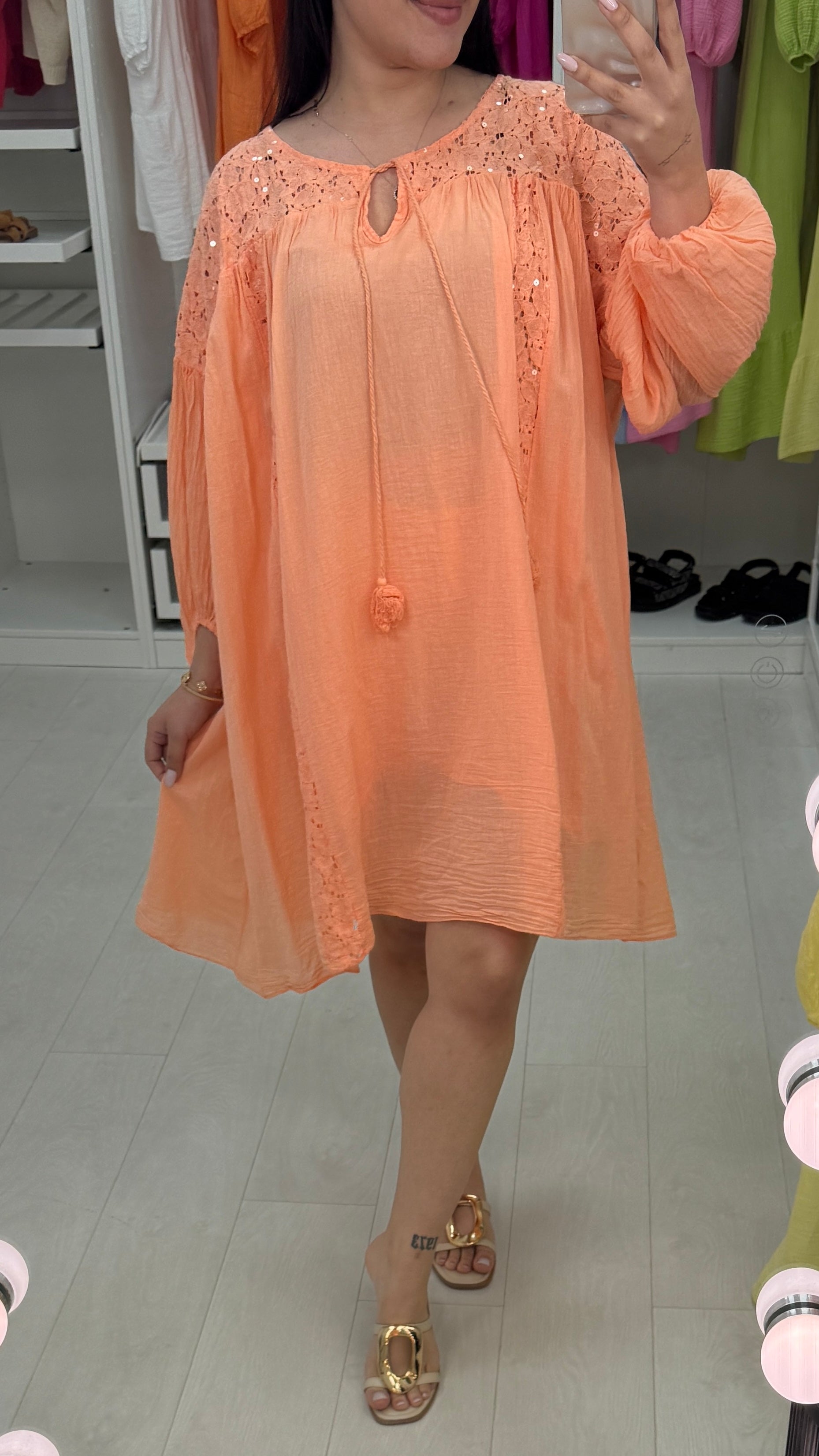 Emie Plain Embellished Loose Fit Midi Dress