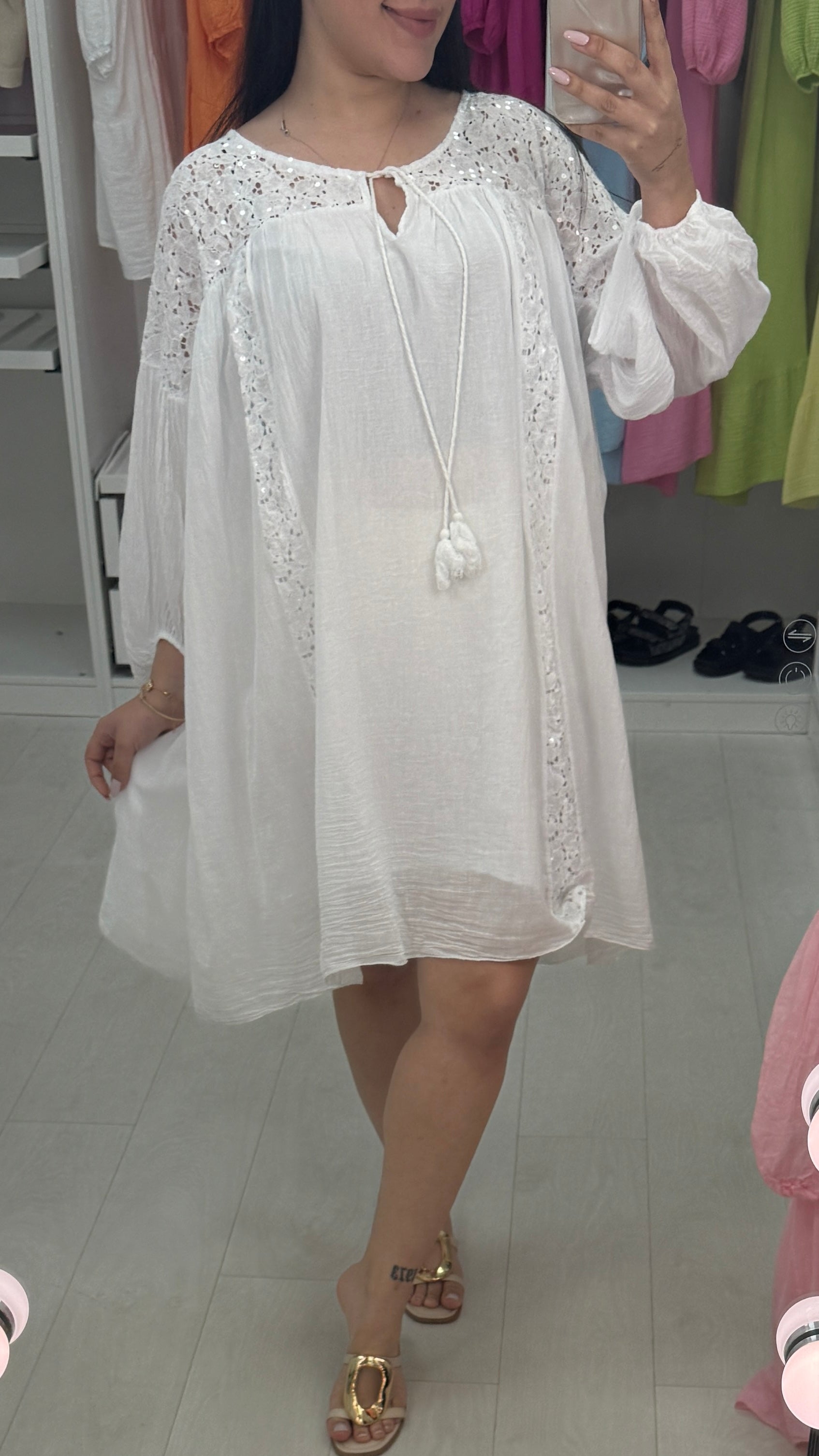 Emie Plain Embellished Loose Fit Midi Dress