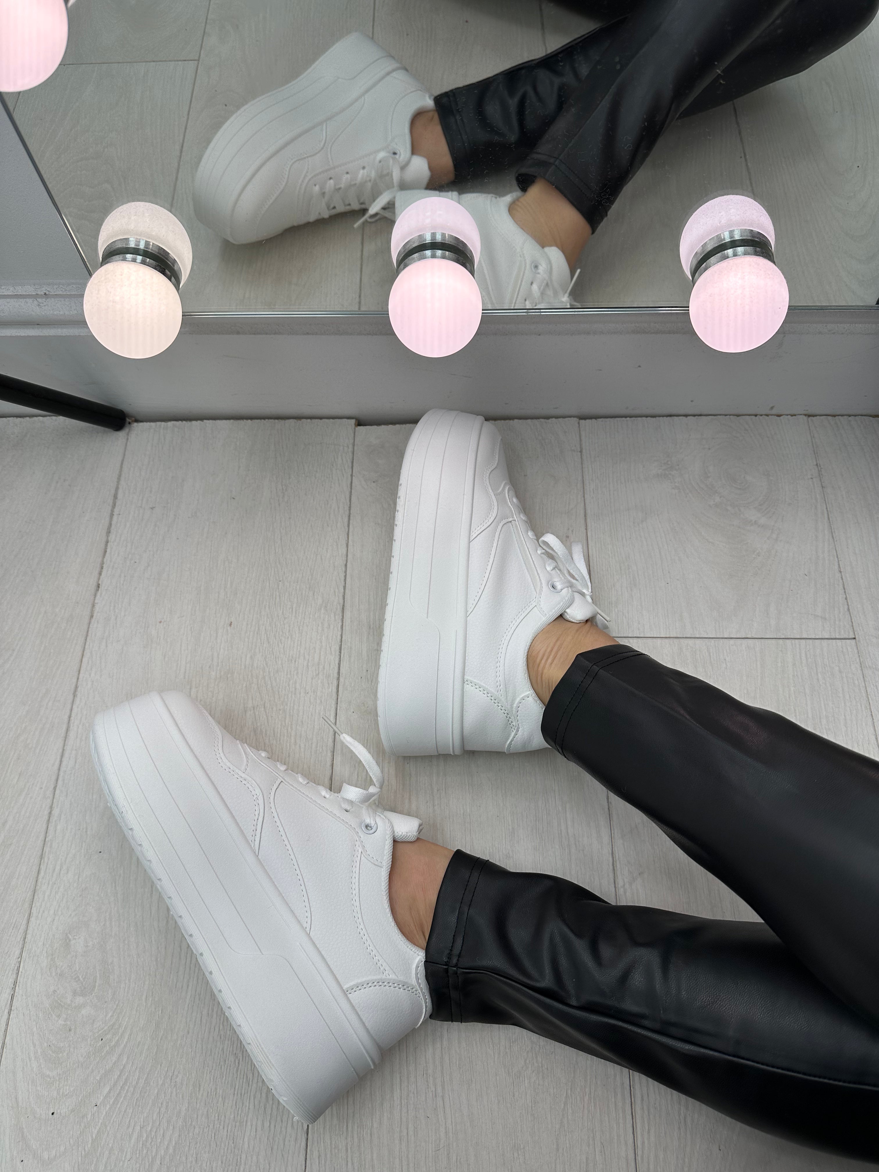 Natalie Plain Faux Leather Platform Trainers