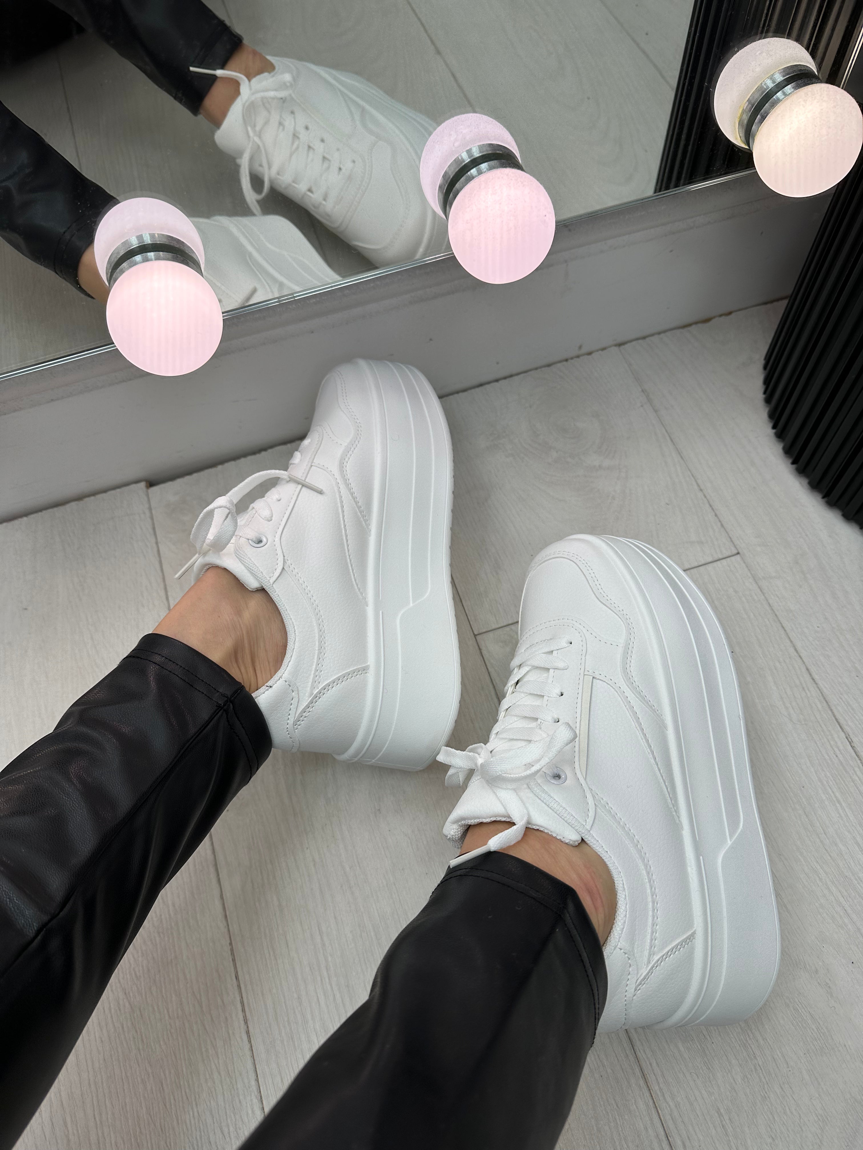Natalie Plain Faux Leather Platform Trainers