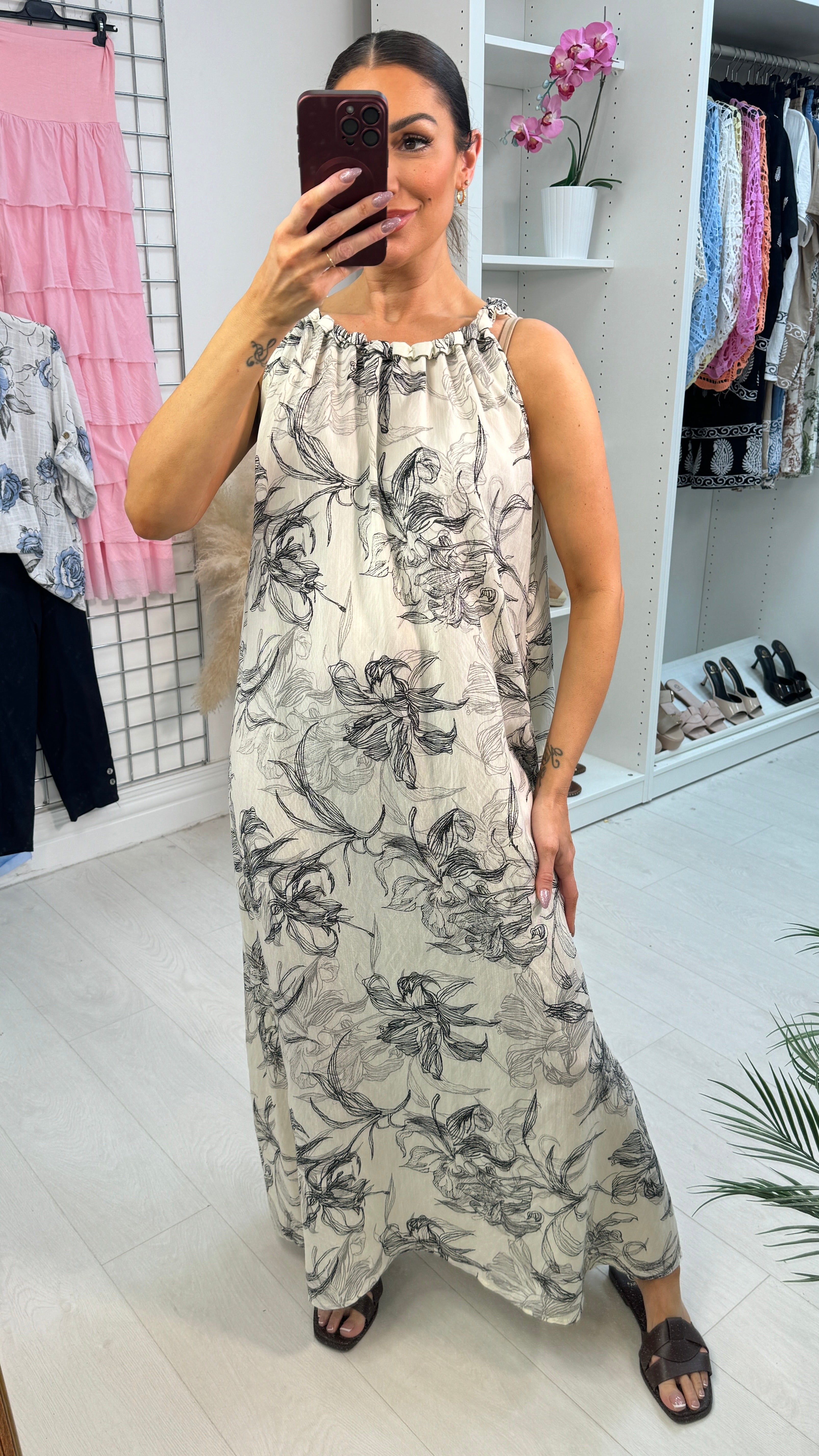 Rumi Floral Print Loose Fit Maxi Dress