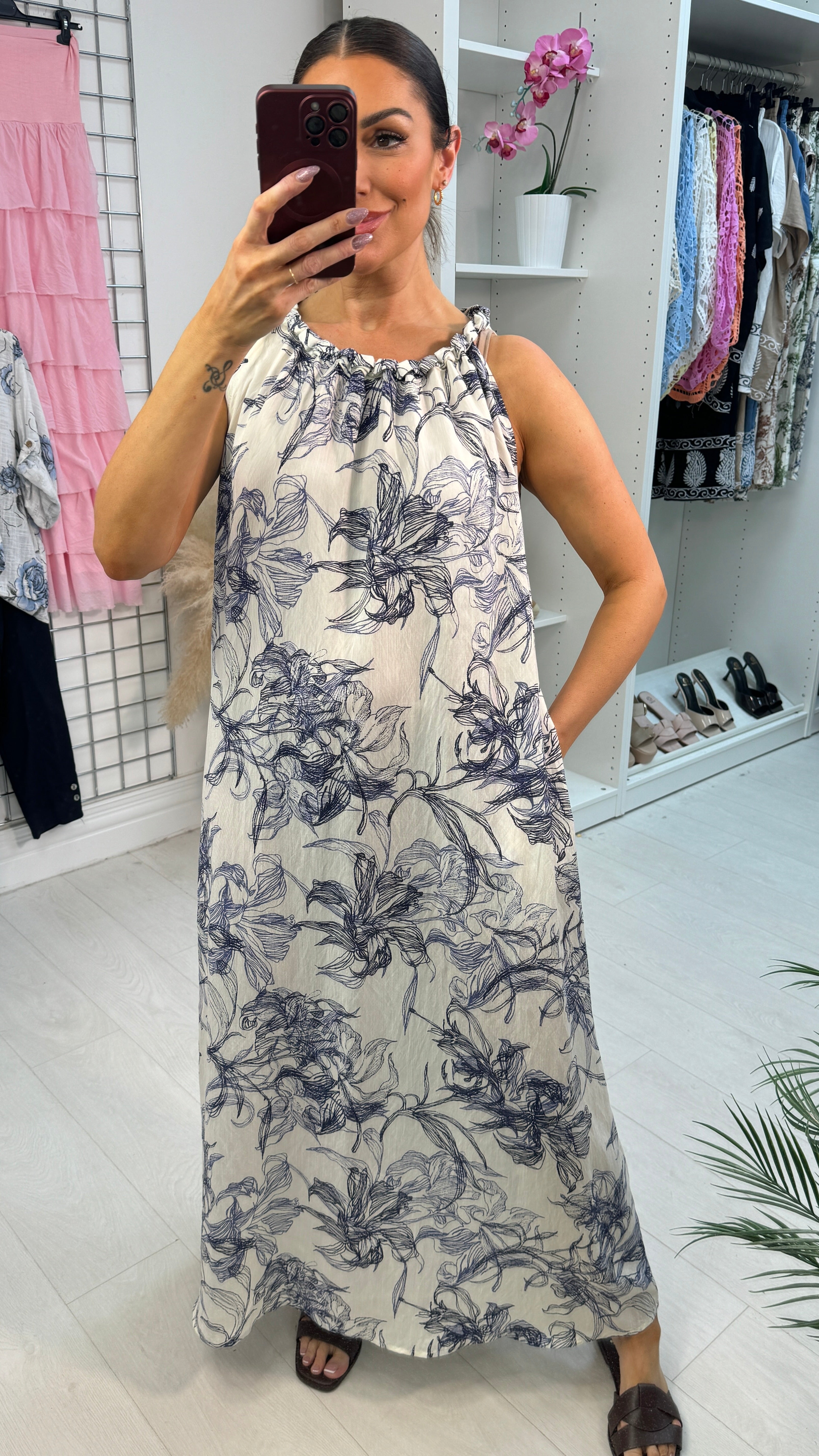 Rumi Floral Print Loose Fit Maxi Dress