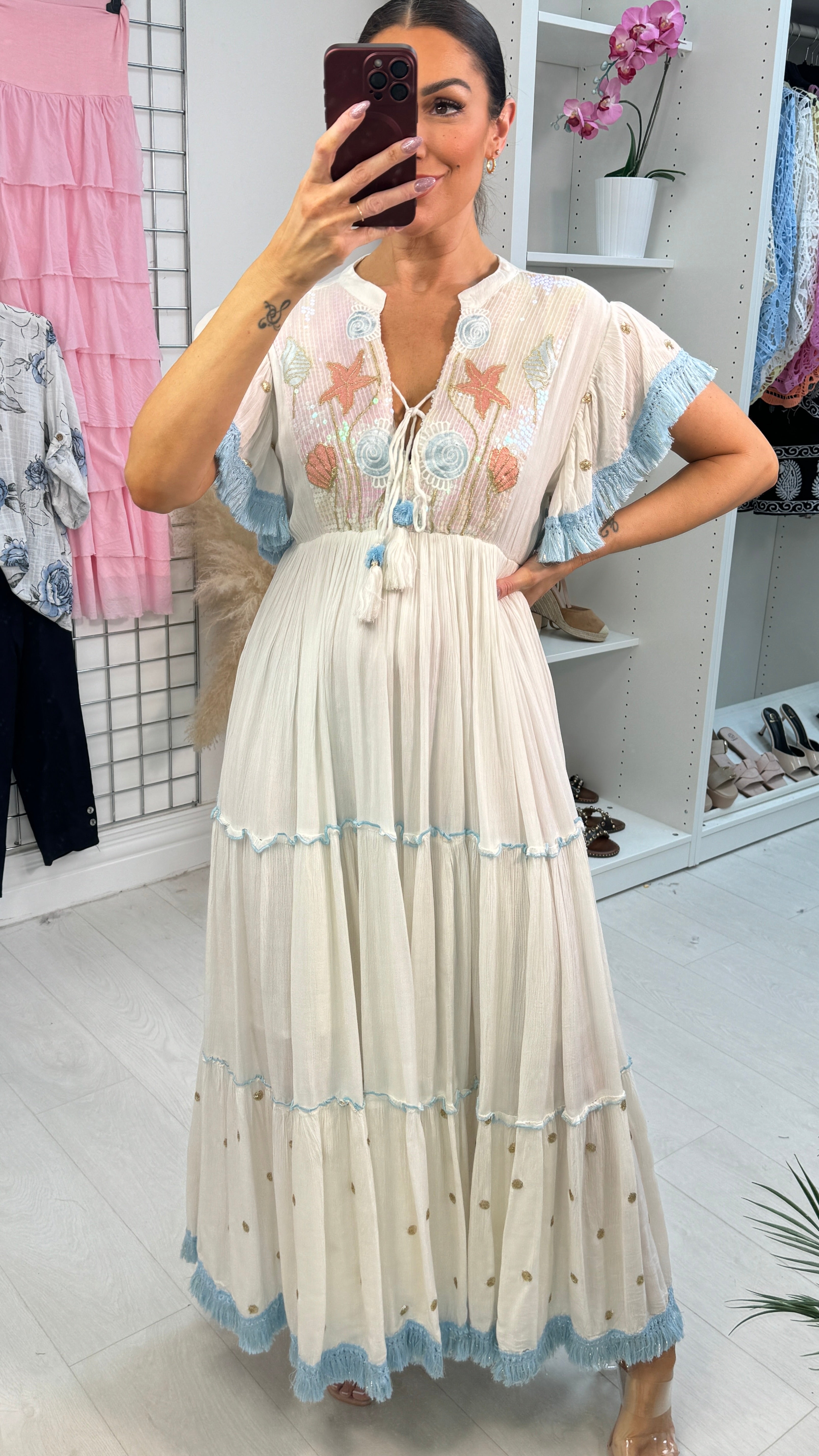 brigitte maxi dress Brigitte Sequin & Embroidery Embellished Maxi Dress – BowsBoutiques