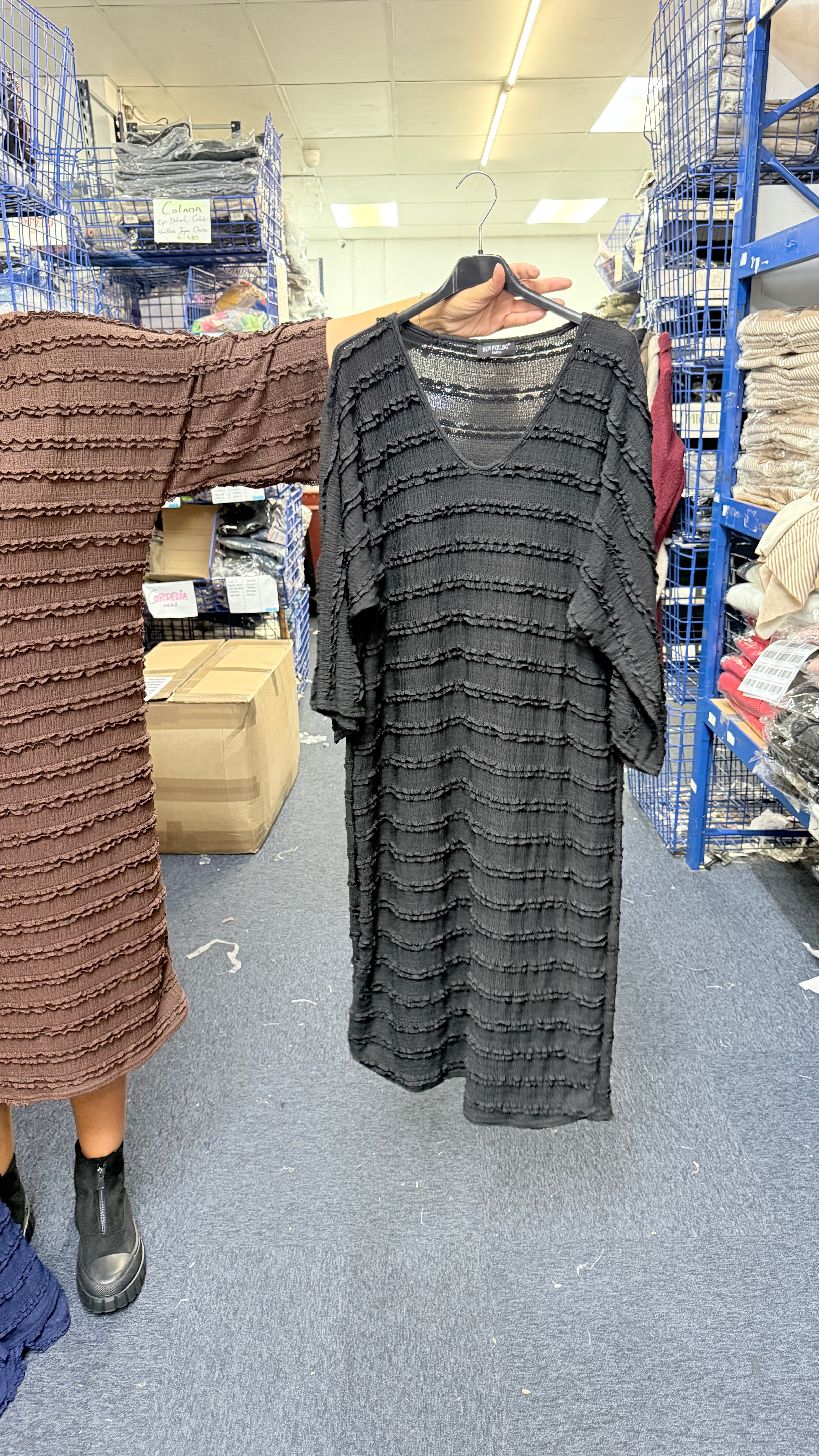 Barda Textured Loose Fit Maxi Dress