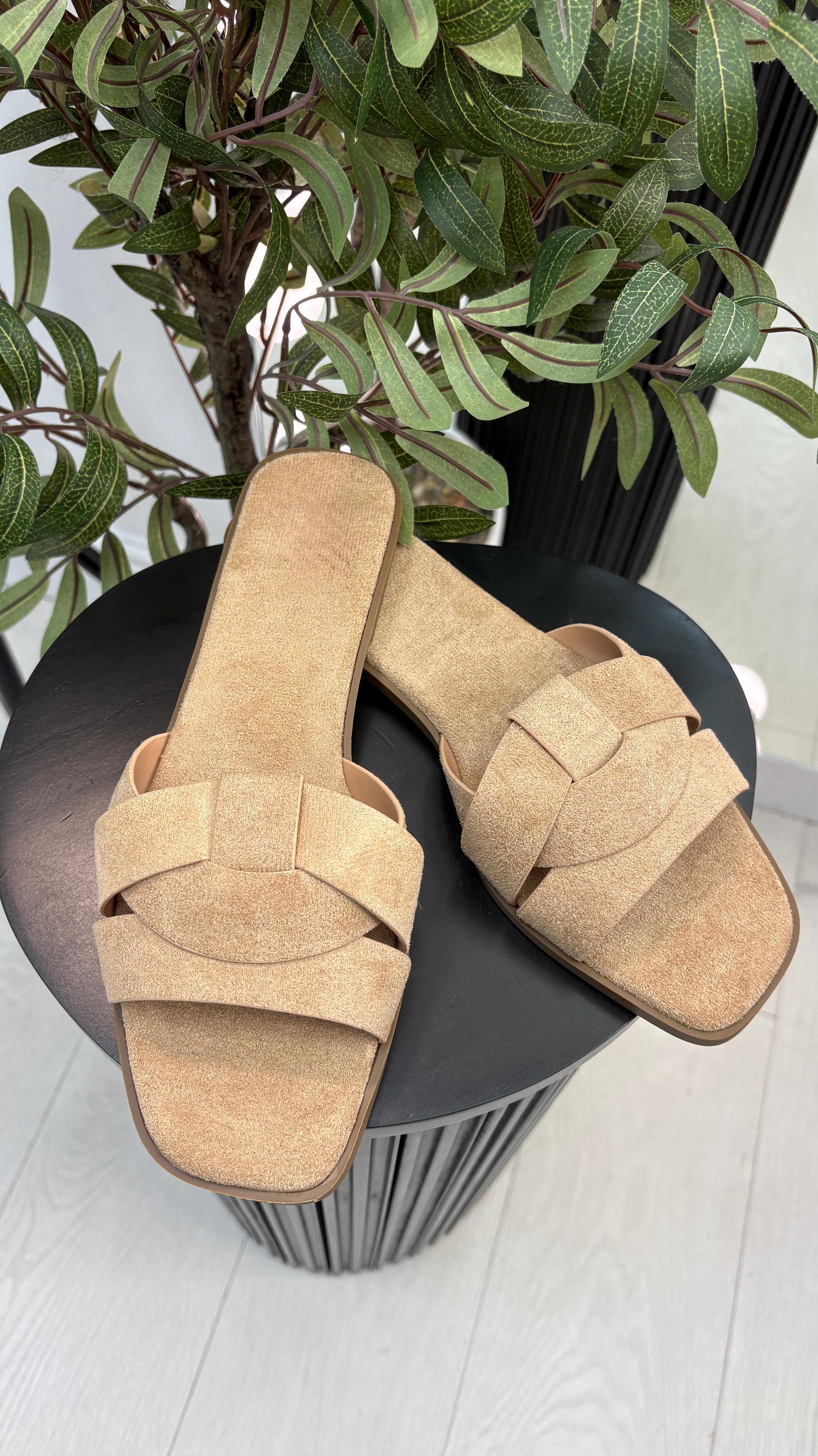 Khloe Faux Suede Flat Sliders