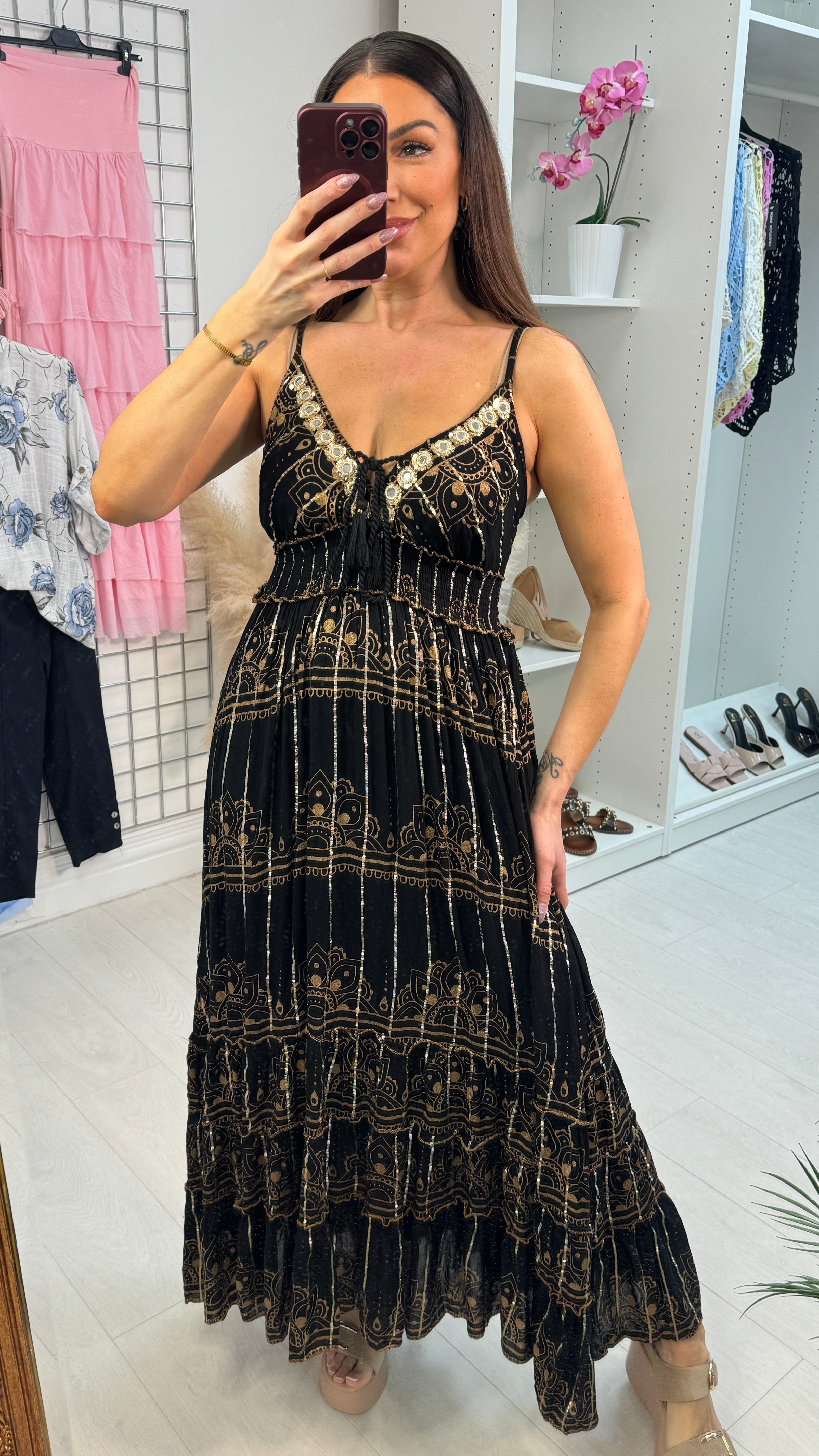 Cosima Embellished Neckline Strappy Maxi Dress