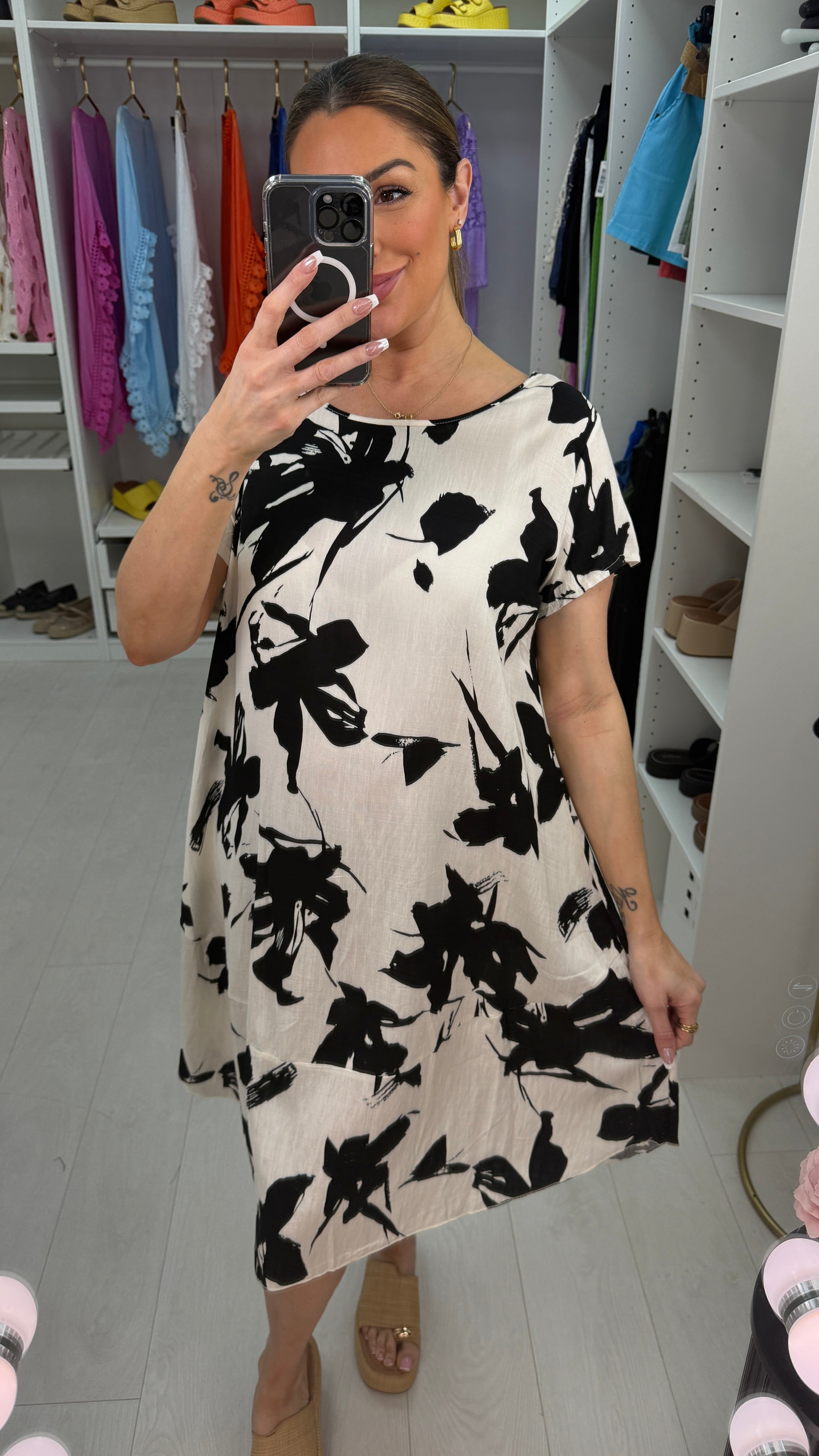 Hadley Abstract Print Loose Fit Midi Dress