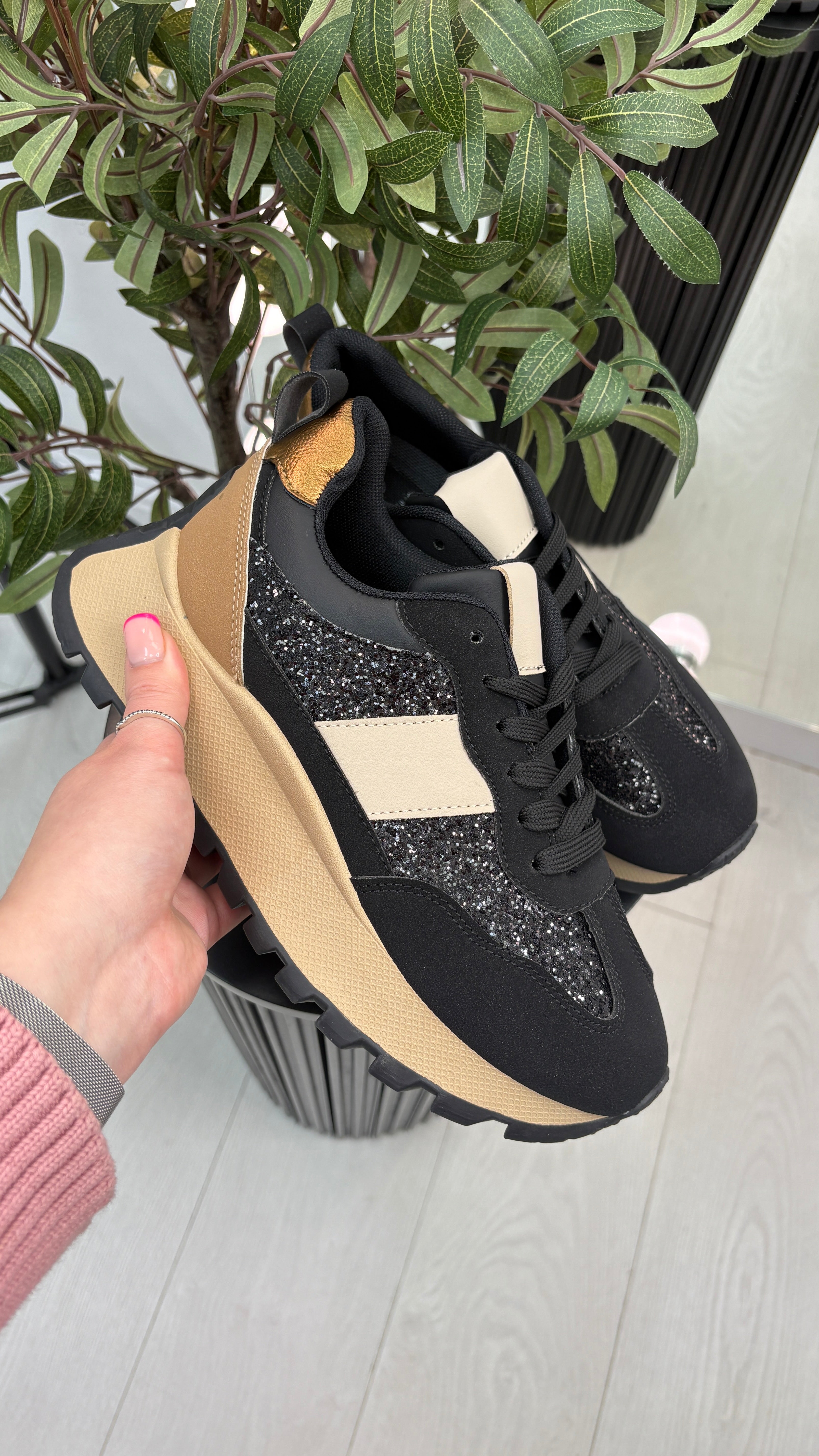 Corrine Glitter Detailed Chunky Sole Trainers