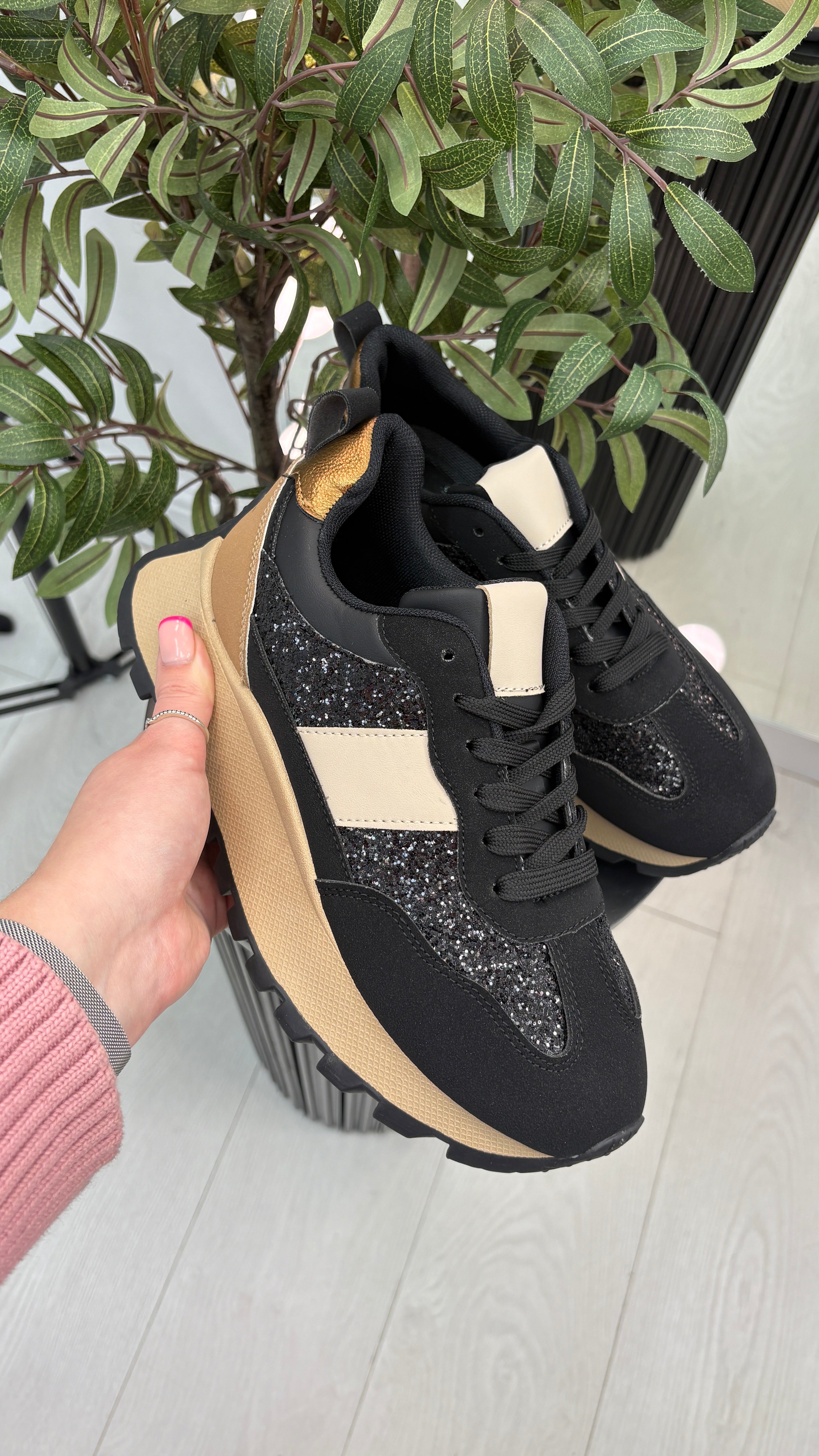Corrine Glitter Detailed Chunky Sole Trainers