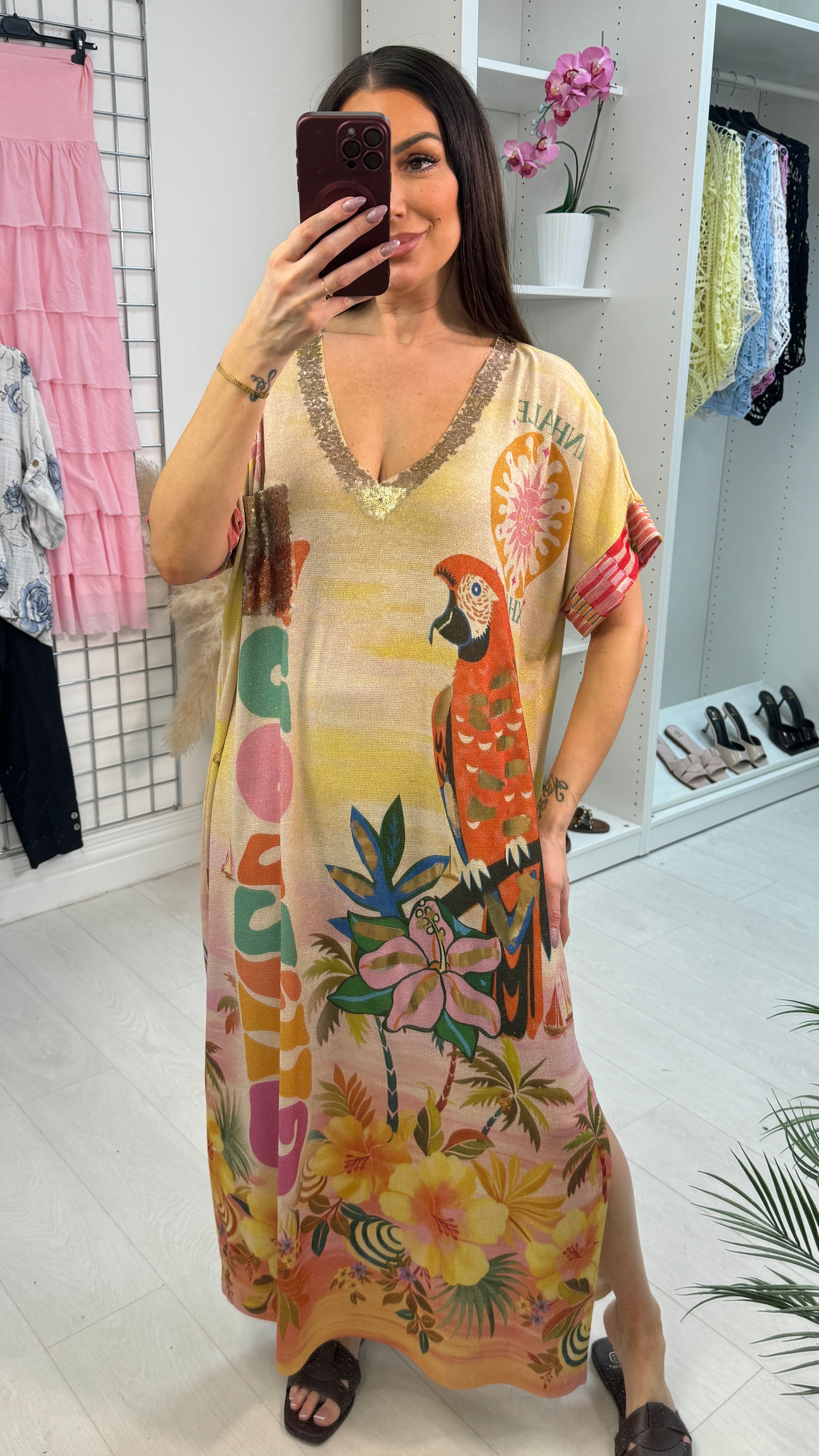 Reyanne 'Chill Out' Slogan Embellished Maxi Dress