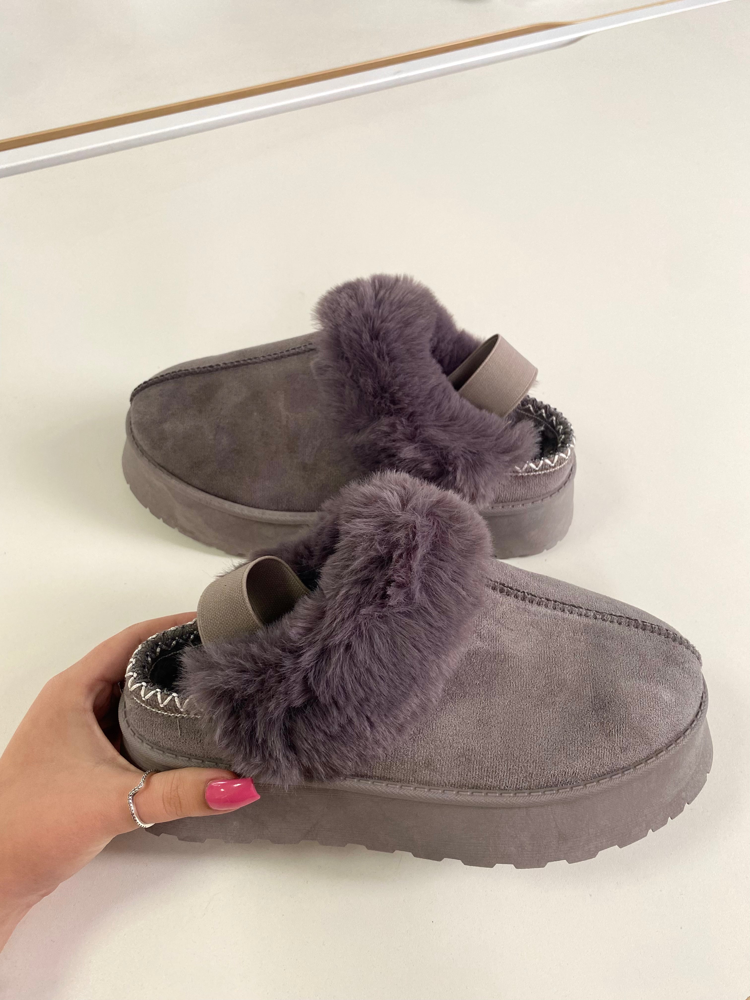 Lacey Faux Fur Suede Clog