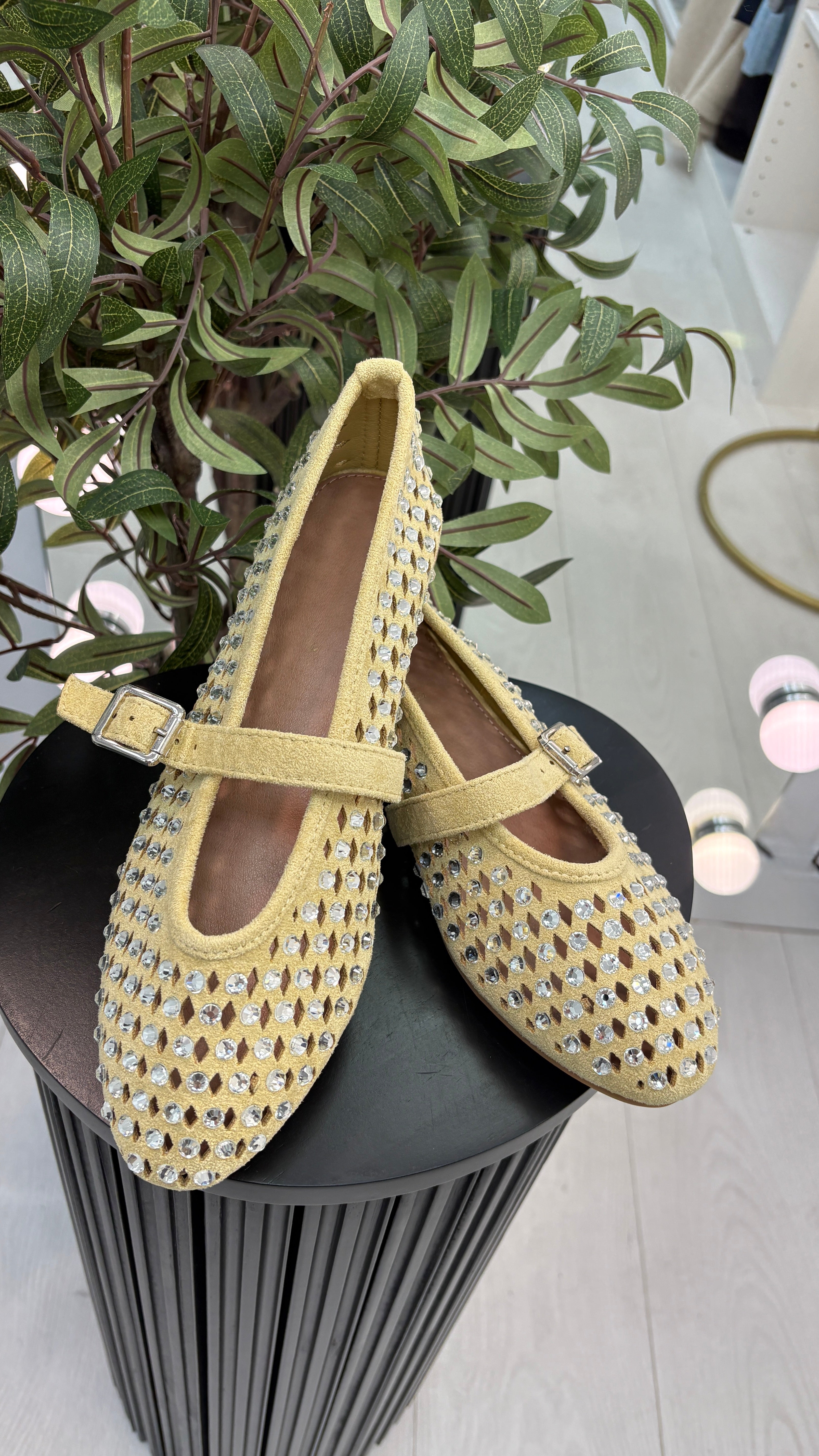 Tonya Faux Suede Studded Ballet Pumps