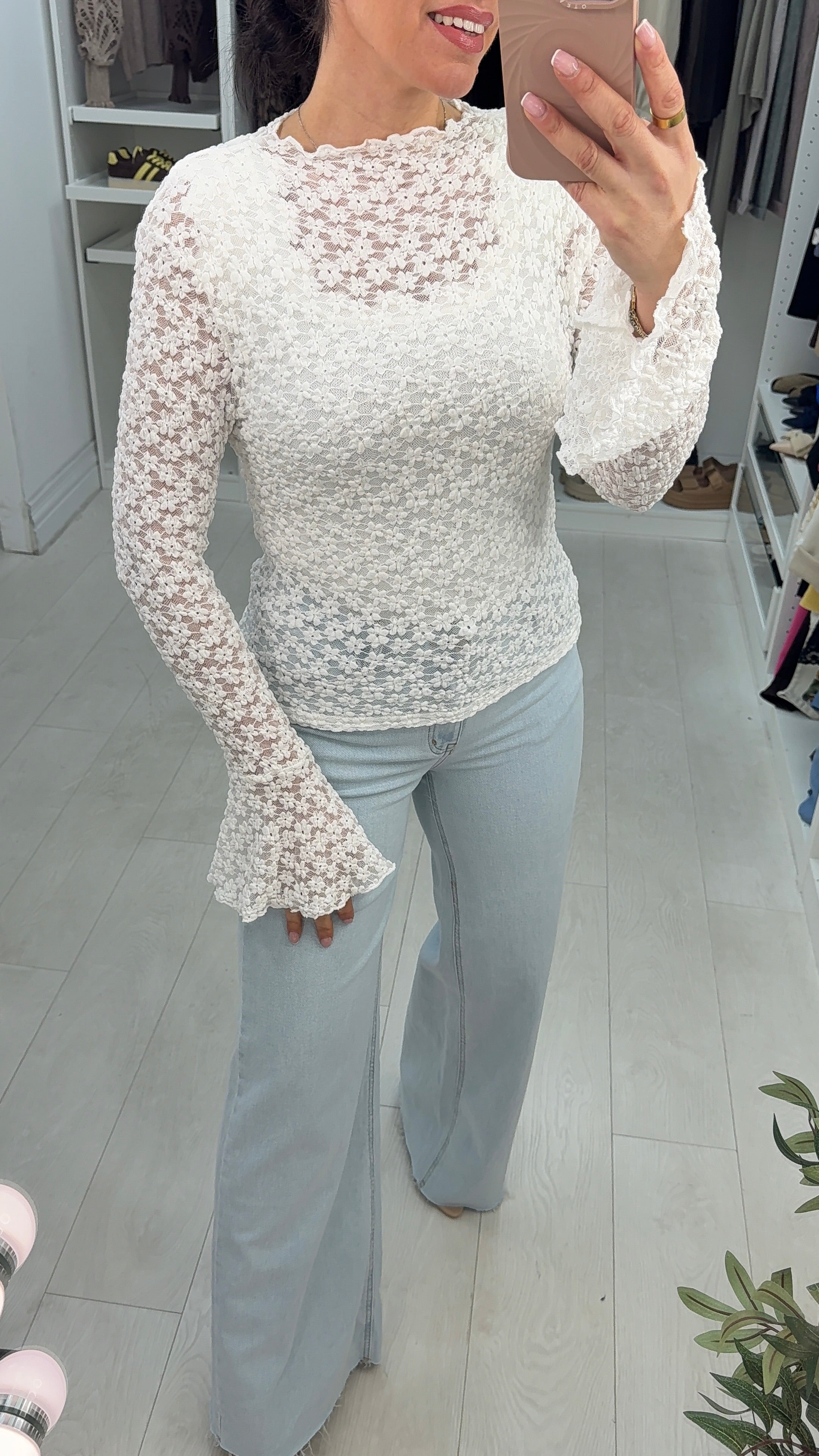 Makayala Sheer Floral Lace Top