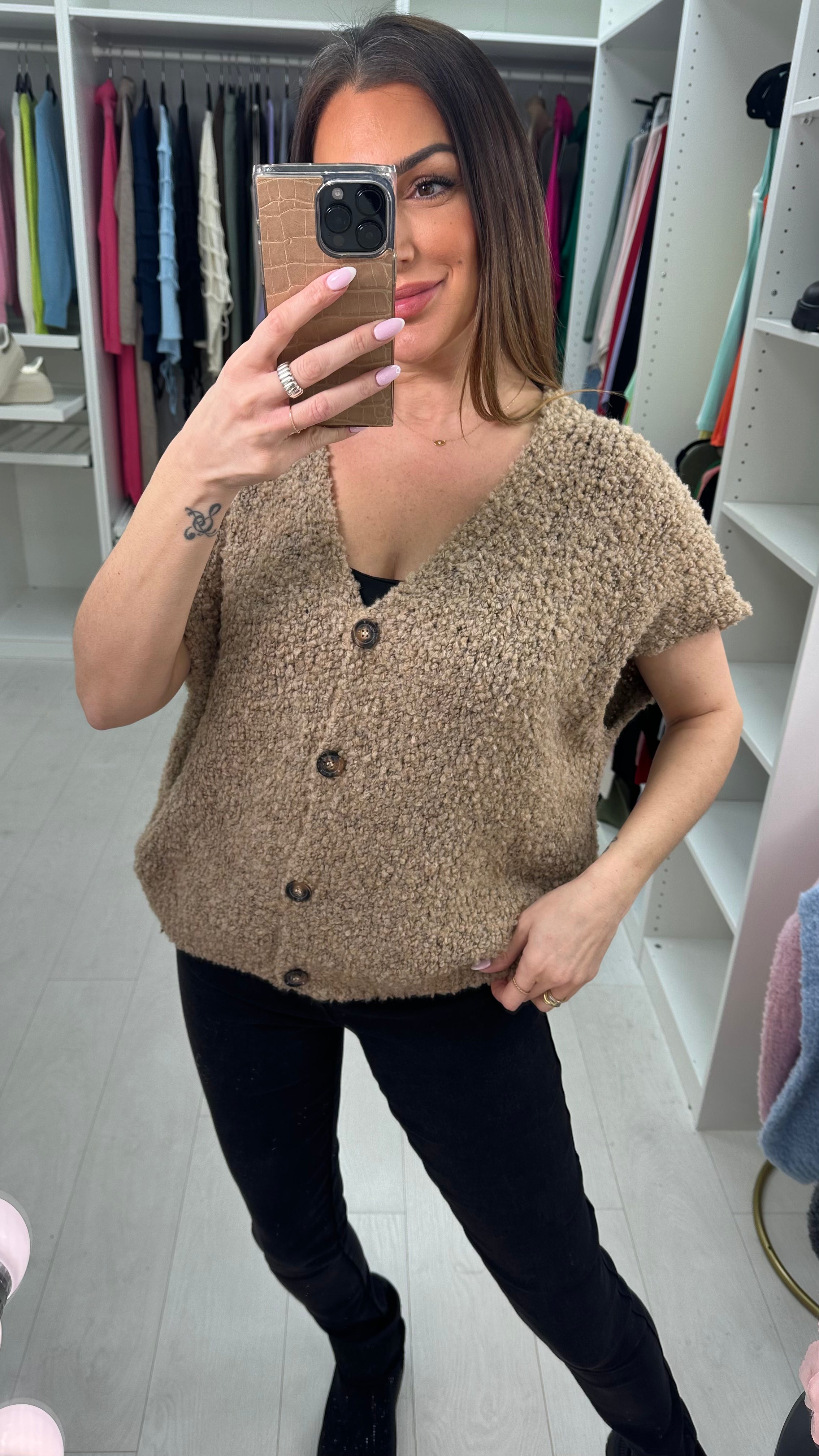 Adeline Boucle Sleeveless Knit Cardigan