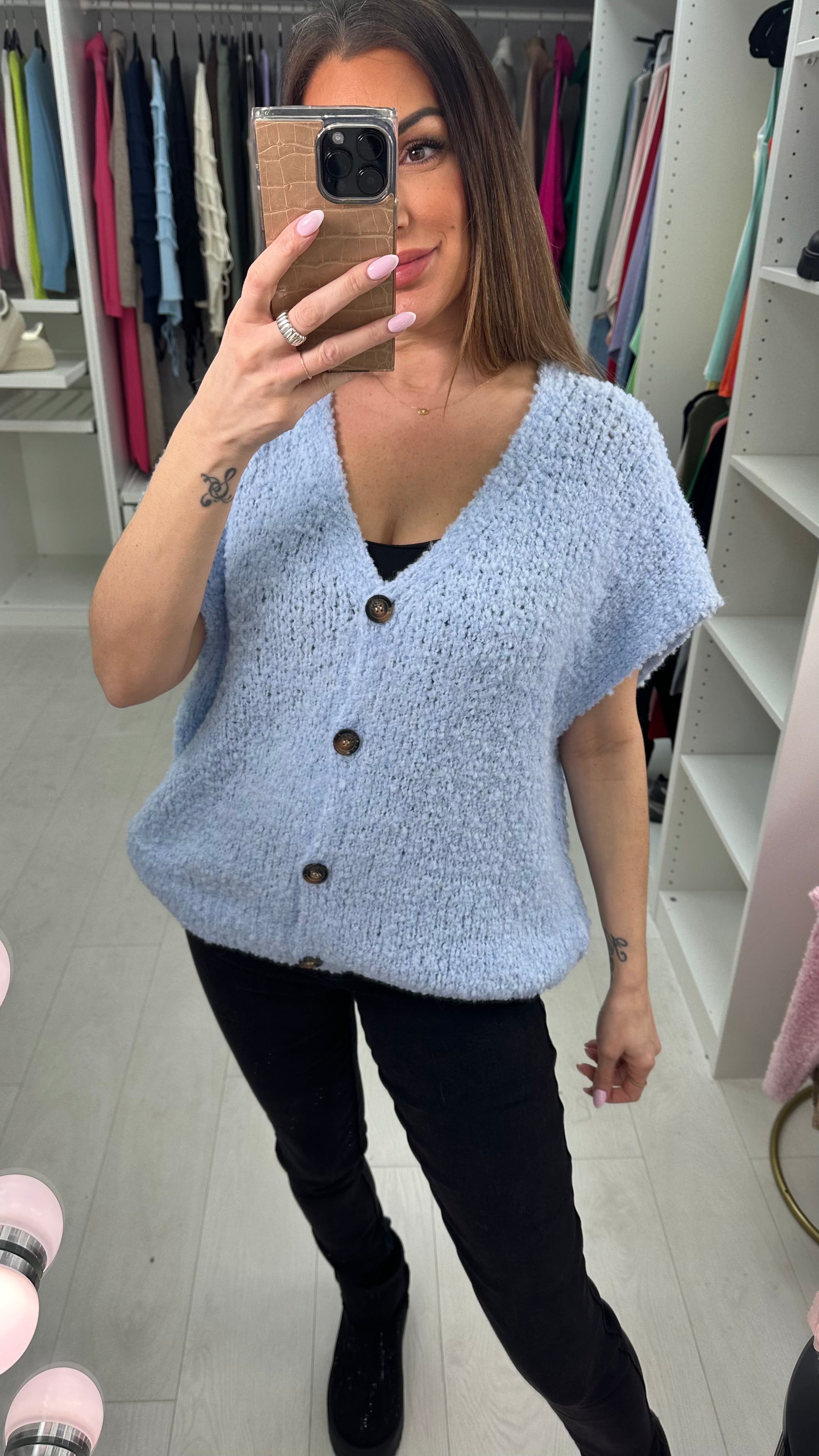 Adeline Boucle Sleeveless Knit Cardigan