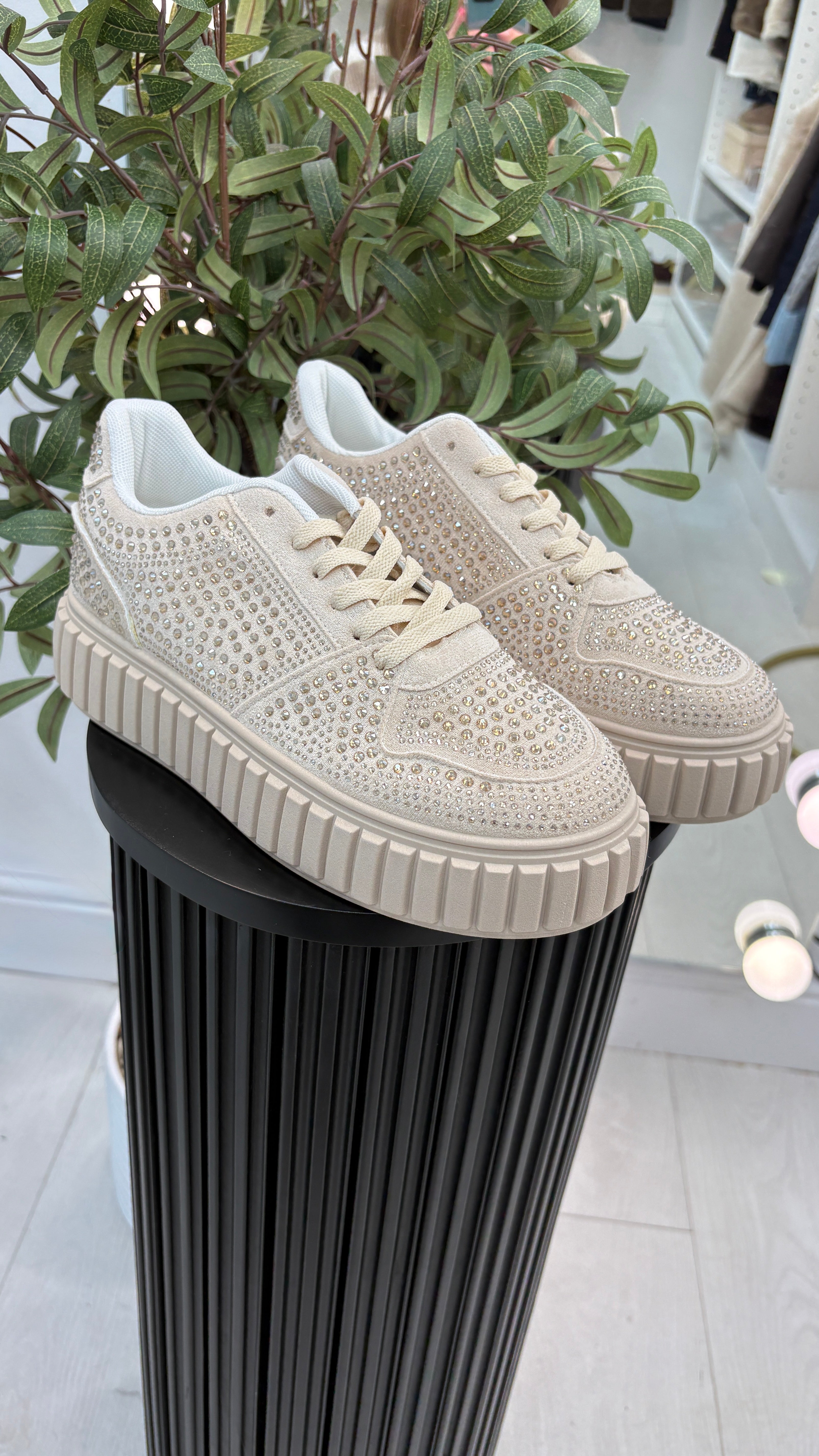 Erin Diamante Embellished Platform Trainers
